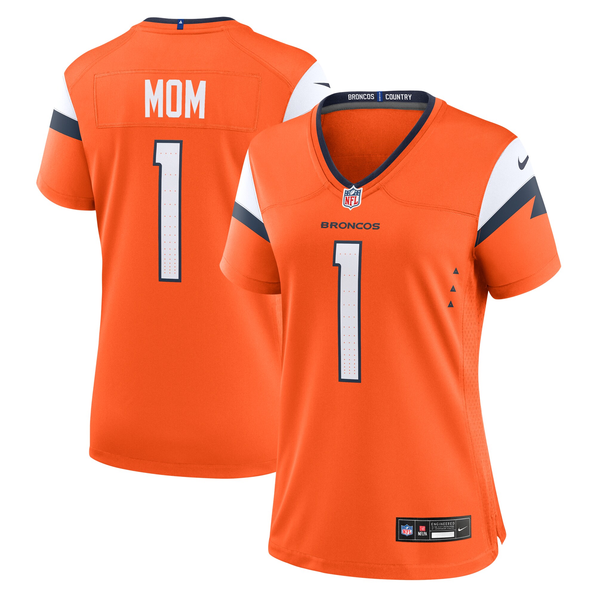 Women's Denver Broncos Orange #1 Mom Game Jersey Js2434
