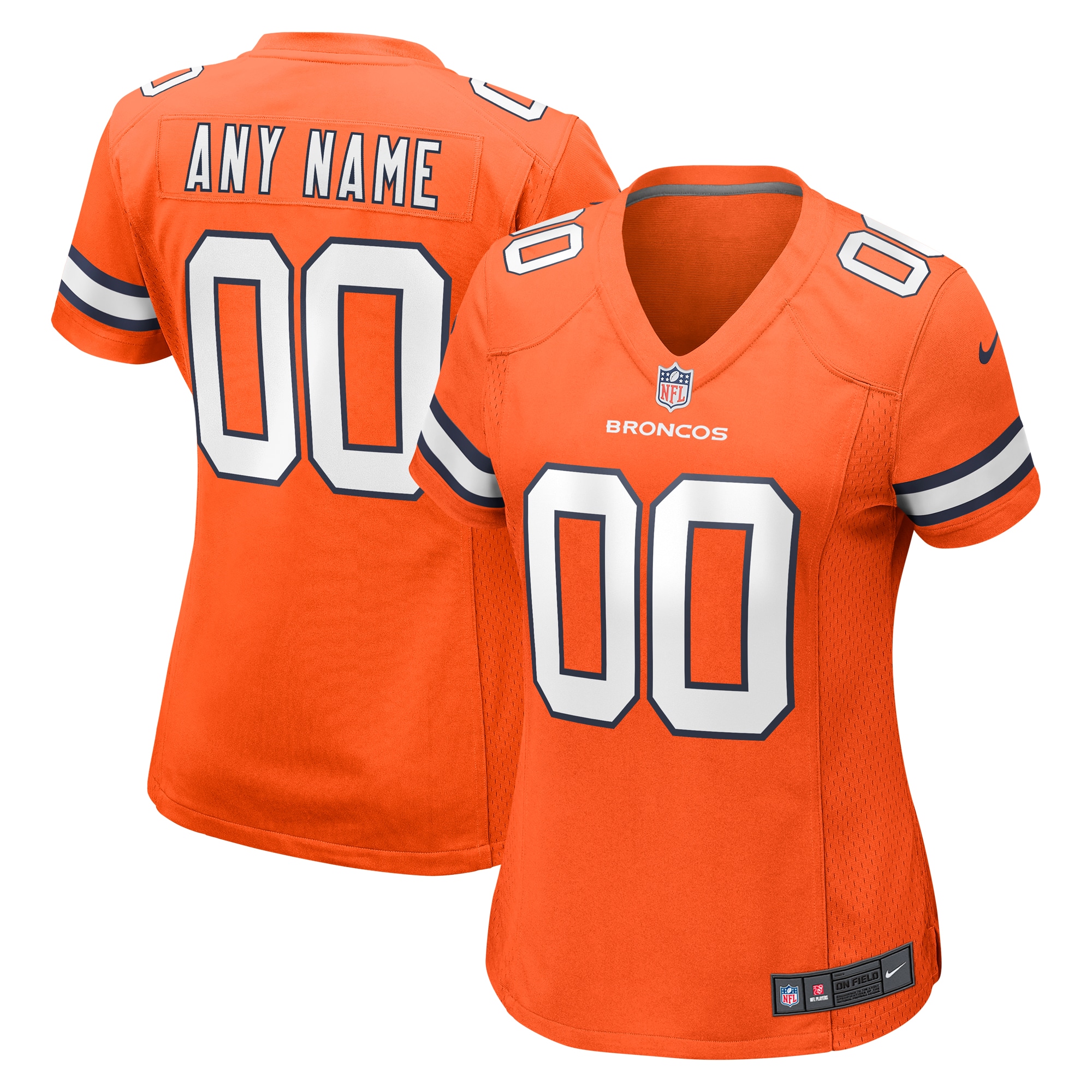 Women's Denver Broncos Orange Alternate Custom Game Jersey Js8870