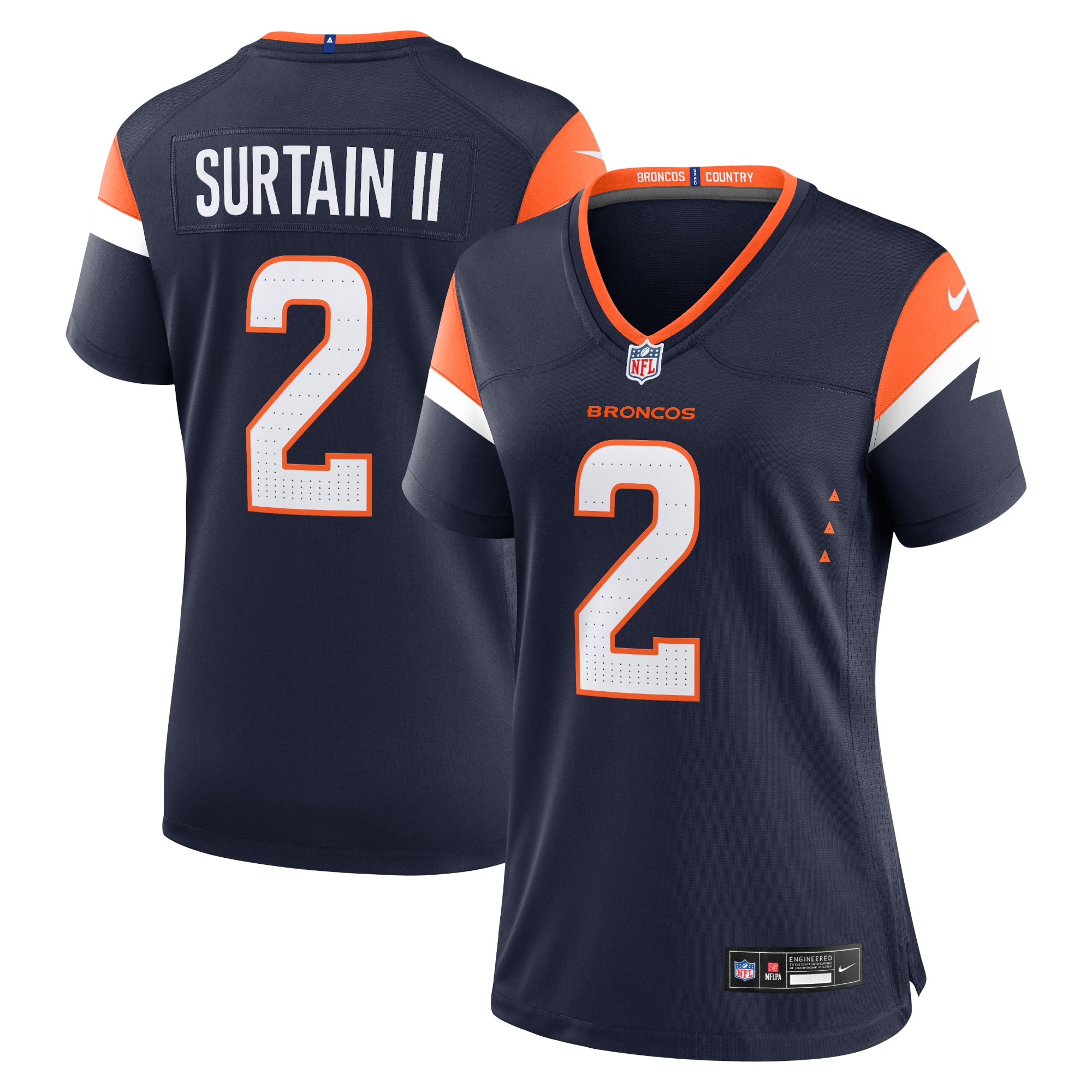 Women's Denver Broncos Patrick Surtain Ii Navy Mile High Collection Alternate Game Jersey Js4334
