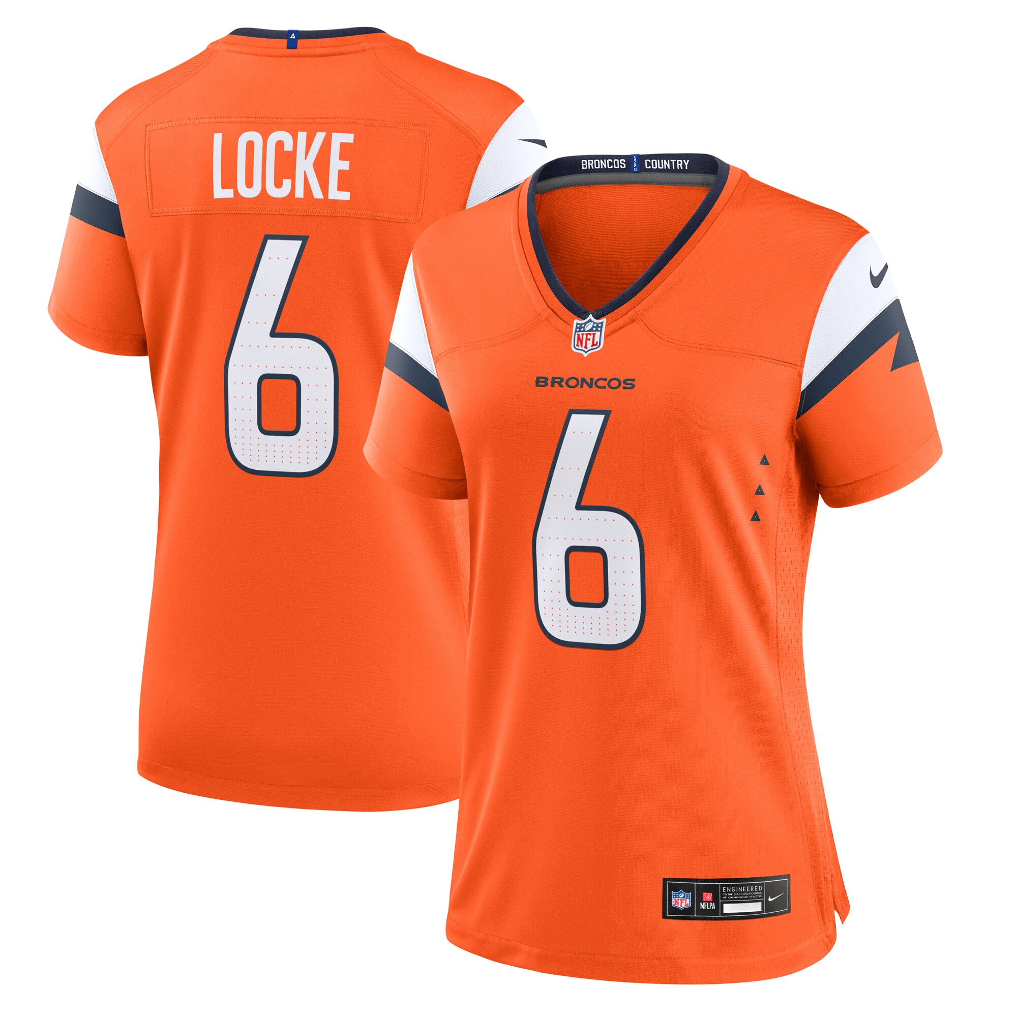 Women's Denver Broncos P.j. Locke Orange Team Game Jersey Js3645