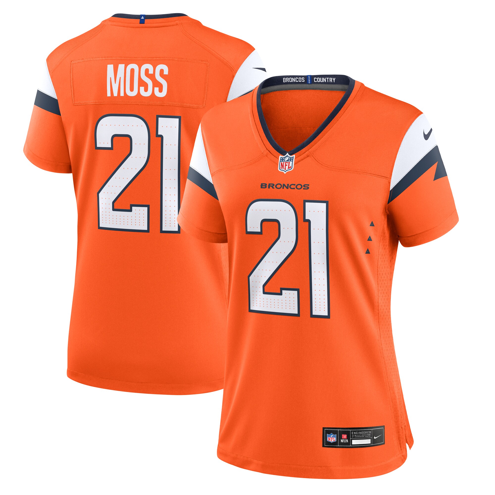 Women's Denver Broncos Riley Moss Orange Team Game Jersey Js3141