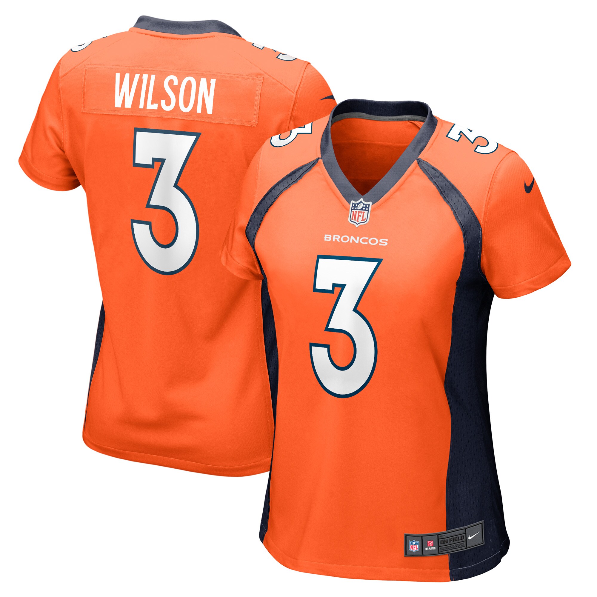 Women's Denver Broncos Russell Wilson Orange Player Jersey Js3802