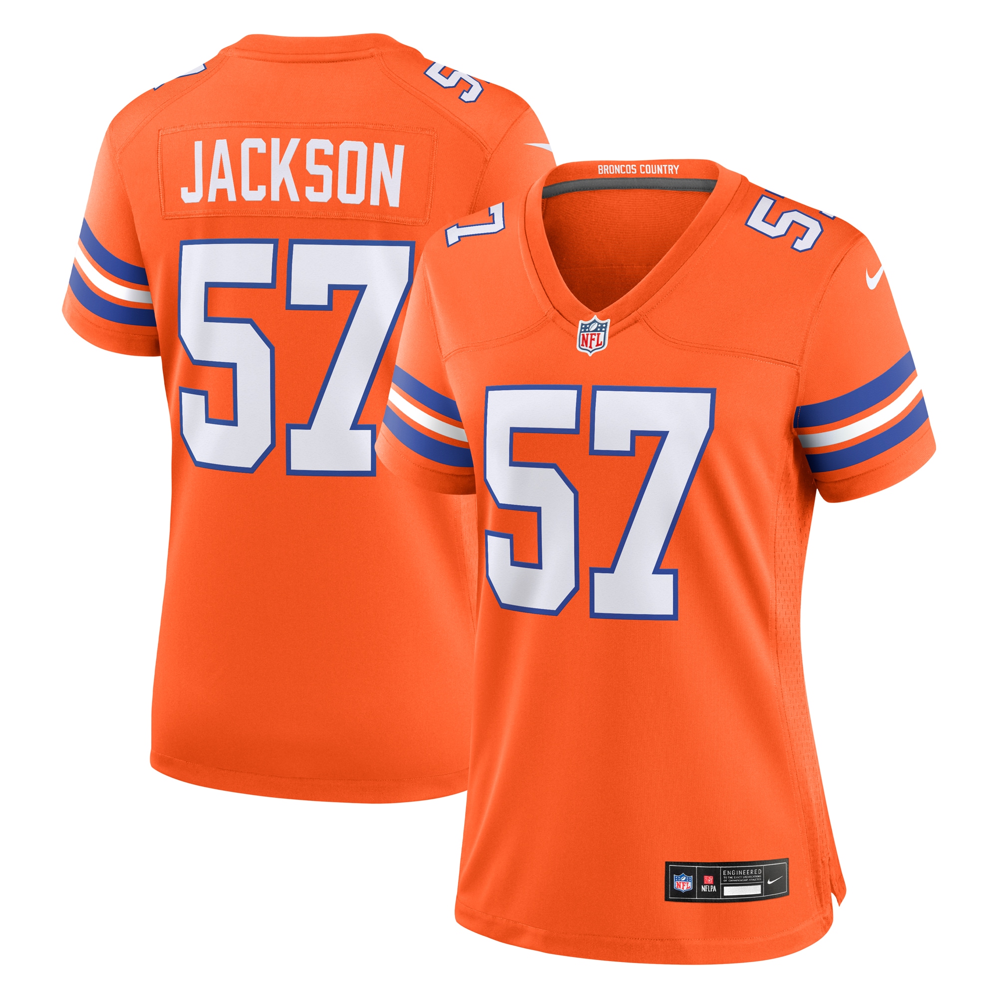 Women's Denver Broncos Tom Jackson Orange Mile High Collection 1977 Throwback Retired Player Game Jersey Js5713