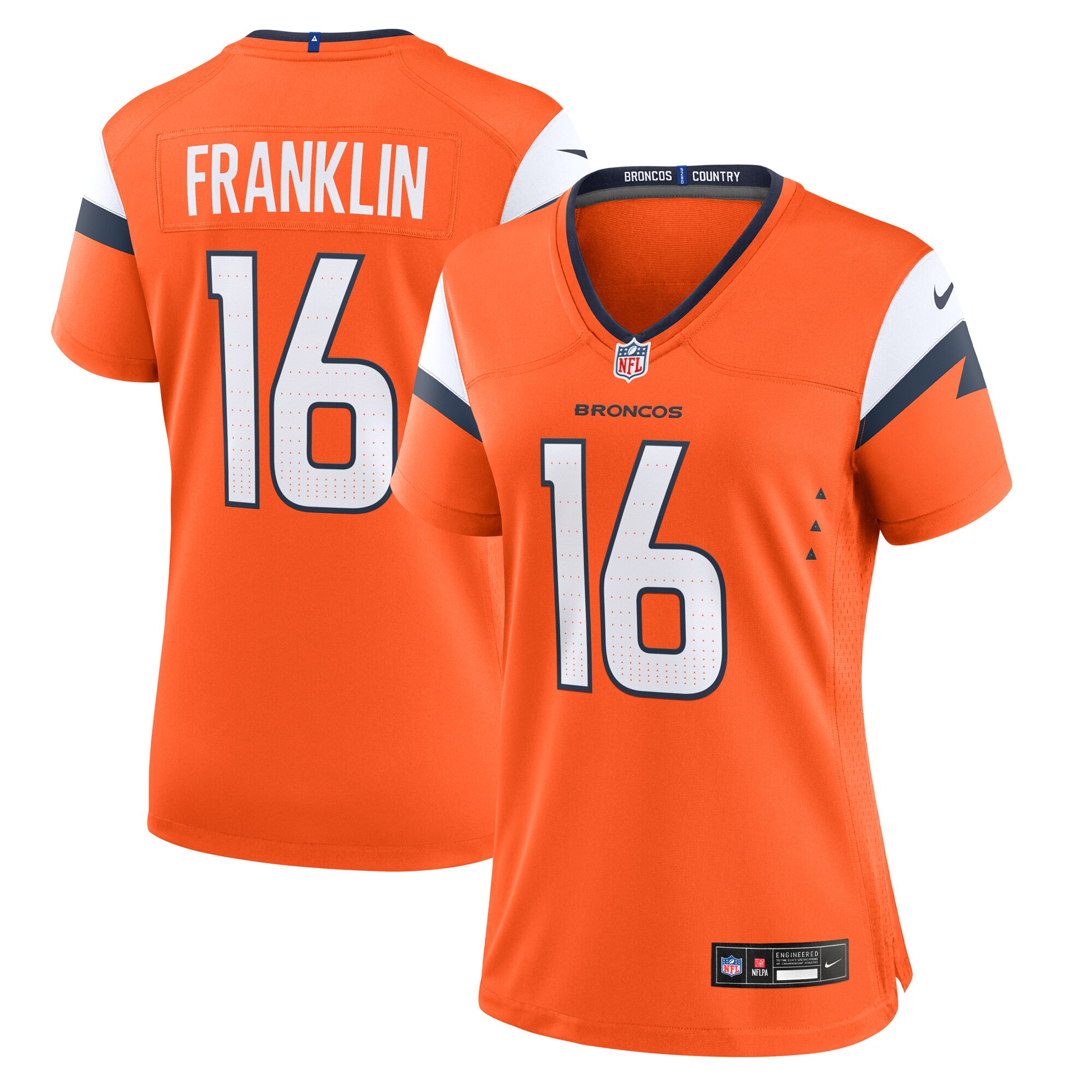 Women's Denver Broncos Troy Franklin Orange Team Game Jersey Js2969