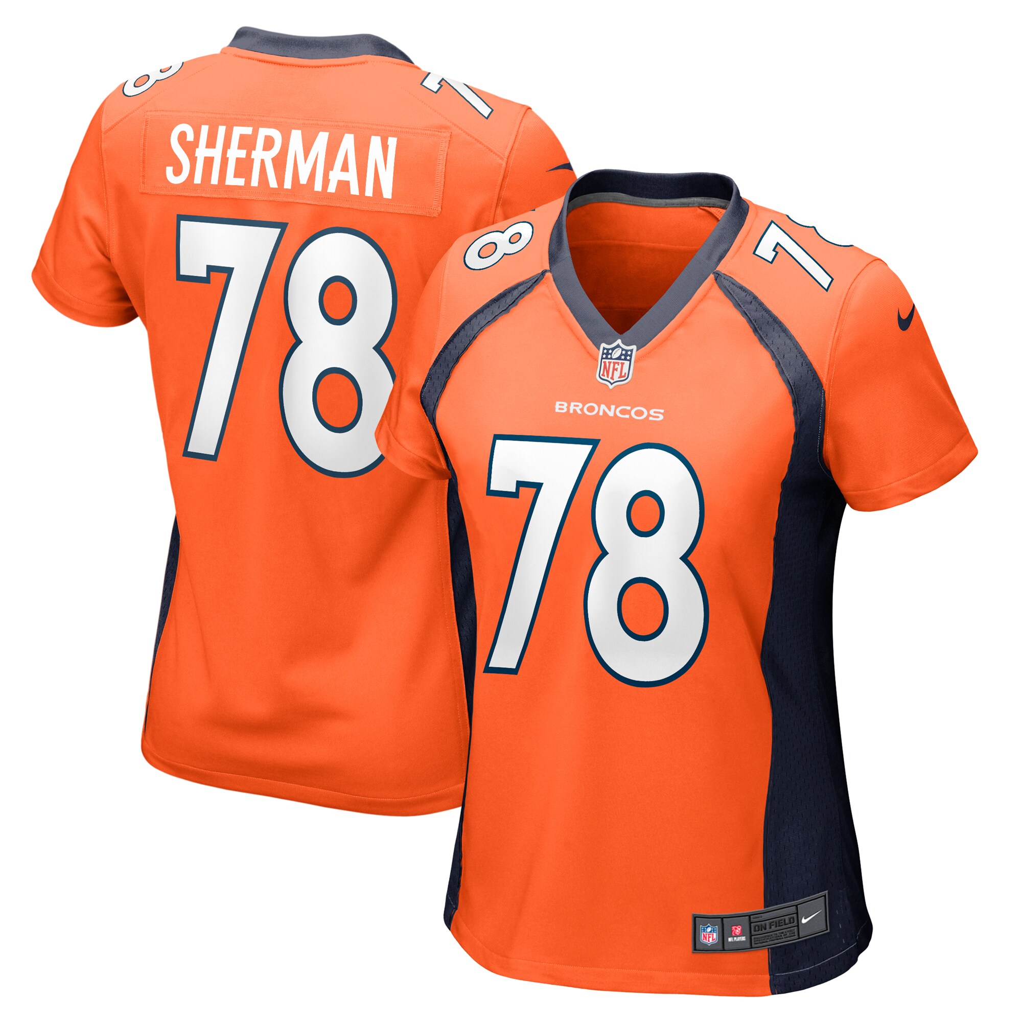 Women's Denver Broncos William Sherman Orange Team Game Jersey Js9896