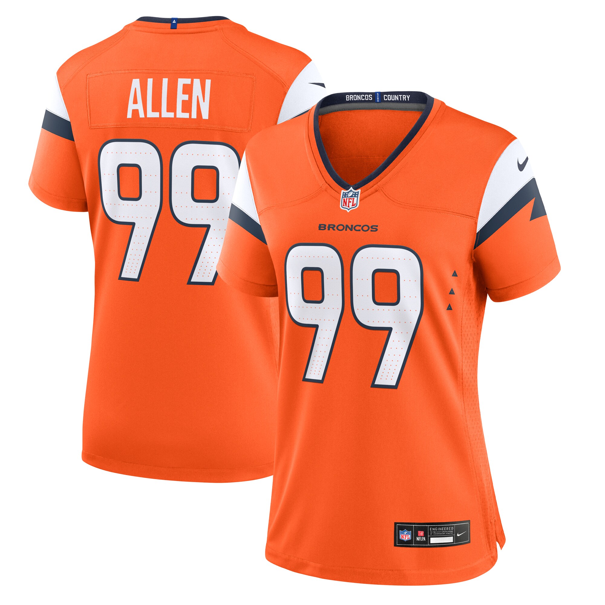 Women's Denver Broncos Zach Allen Orange Team Game Jersey Js3842