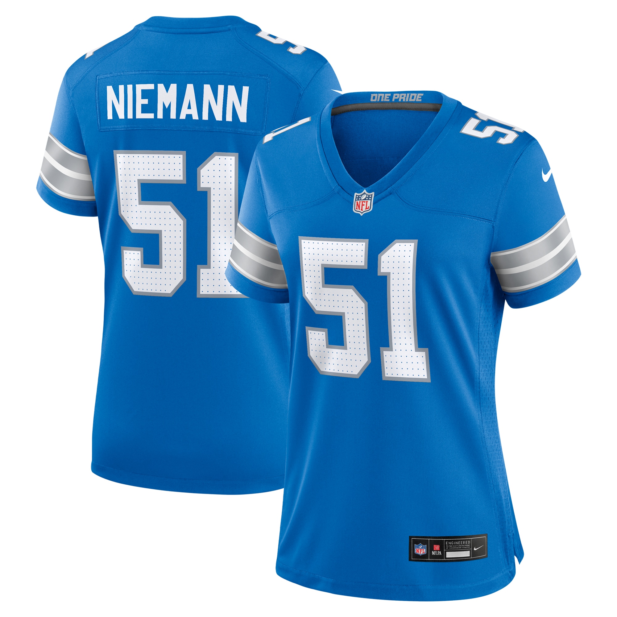 Women's Detroit Lions Ben Niemann Blue Team Game Jersey Js7166