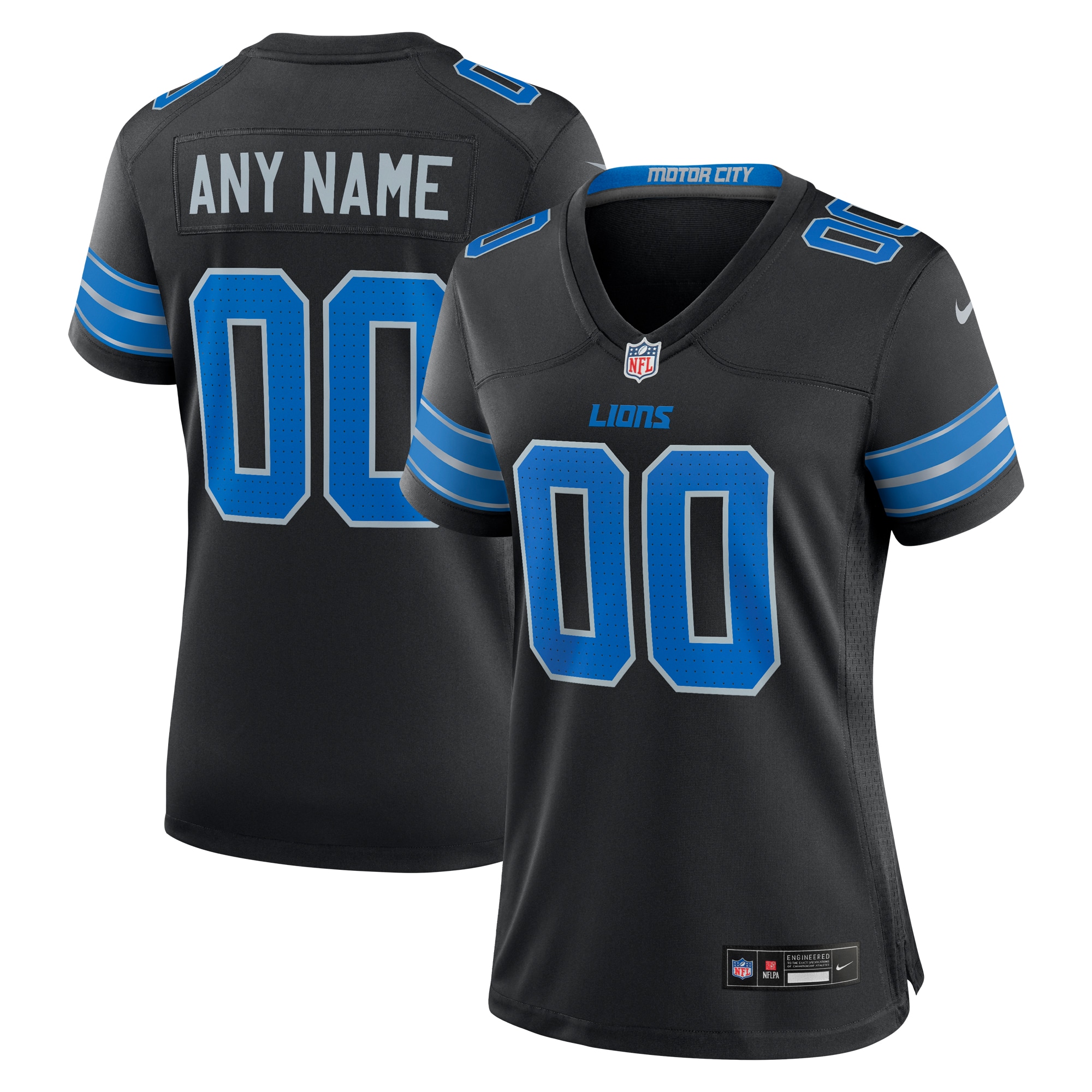 Women's Detroit Lions Black Alternate Custom Game Jersey Js6492