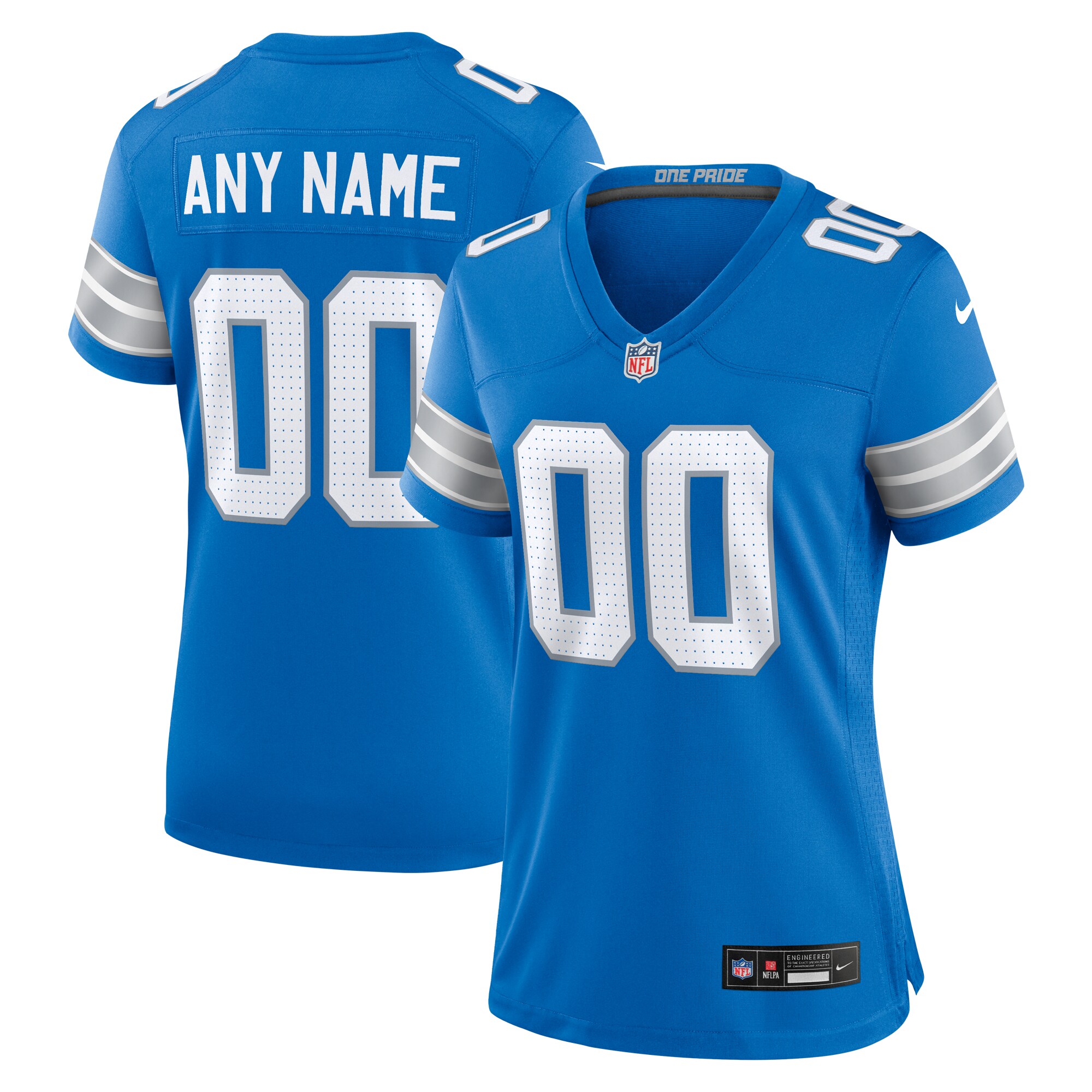 Women's Detroit Lions Blue Custom Game Jersey Js9376