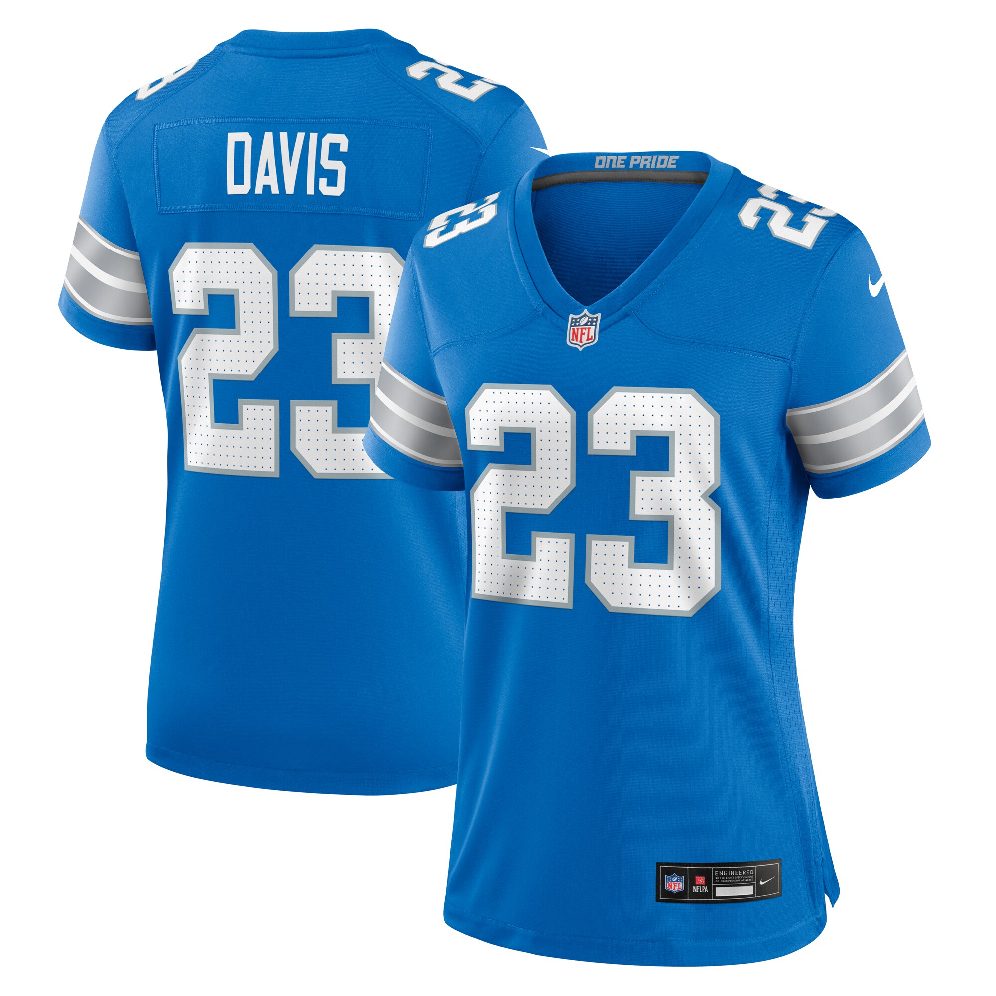 Women's Detroit Lions Carlton Davis Blue Team Game Jersey Js4637
