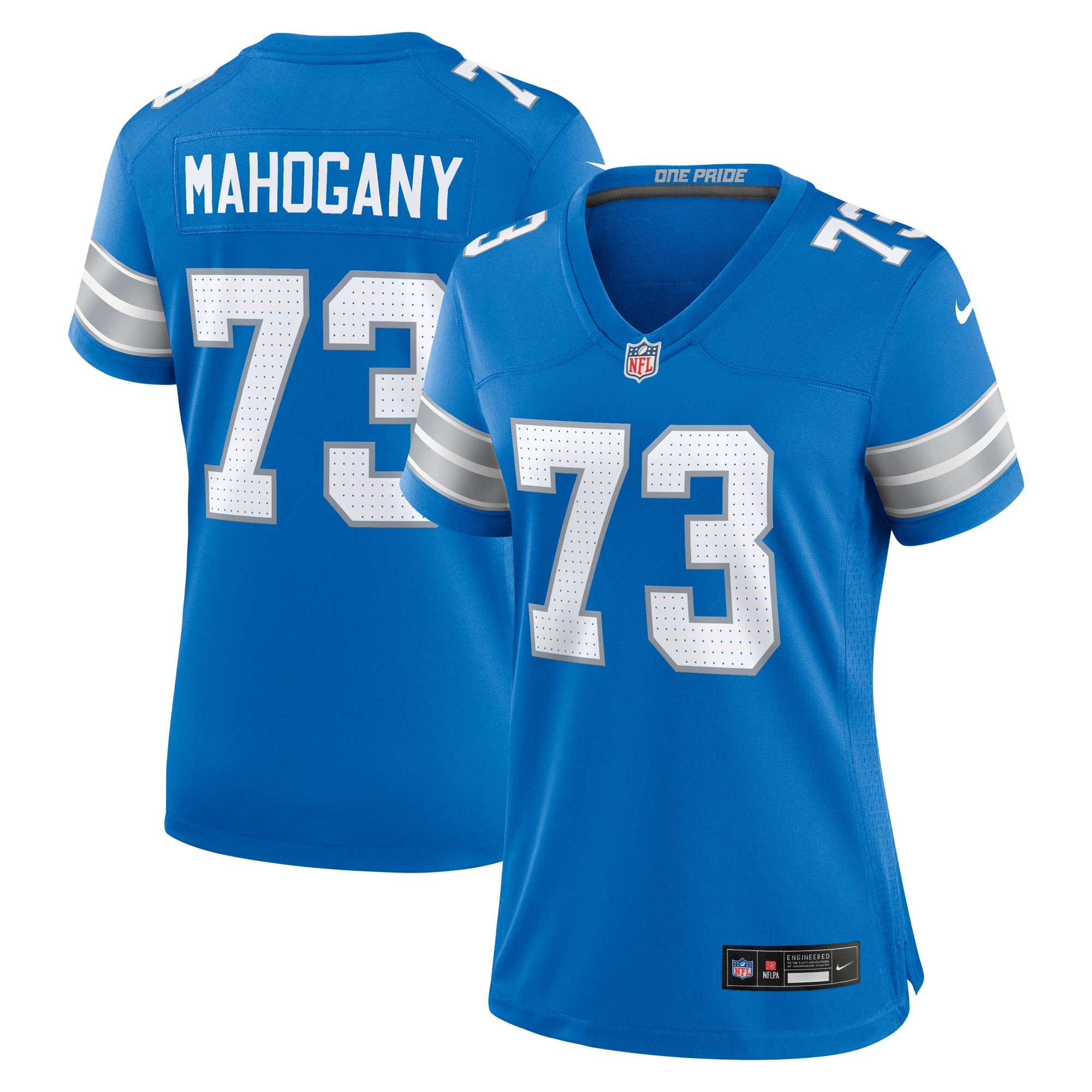Women's Detroit Lions Christian Mahogany Blue Team Game Jersey Js4787