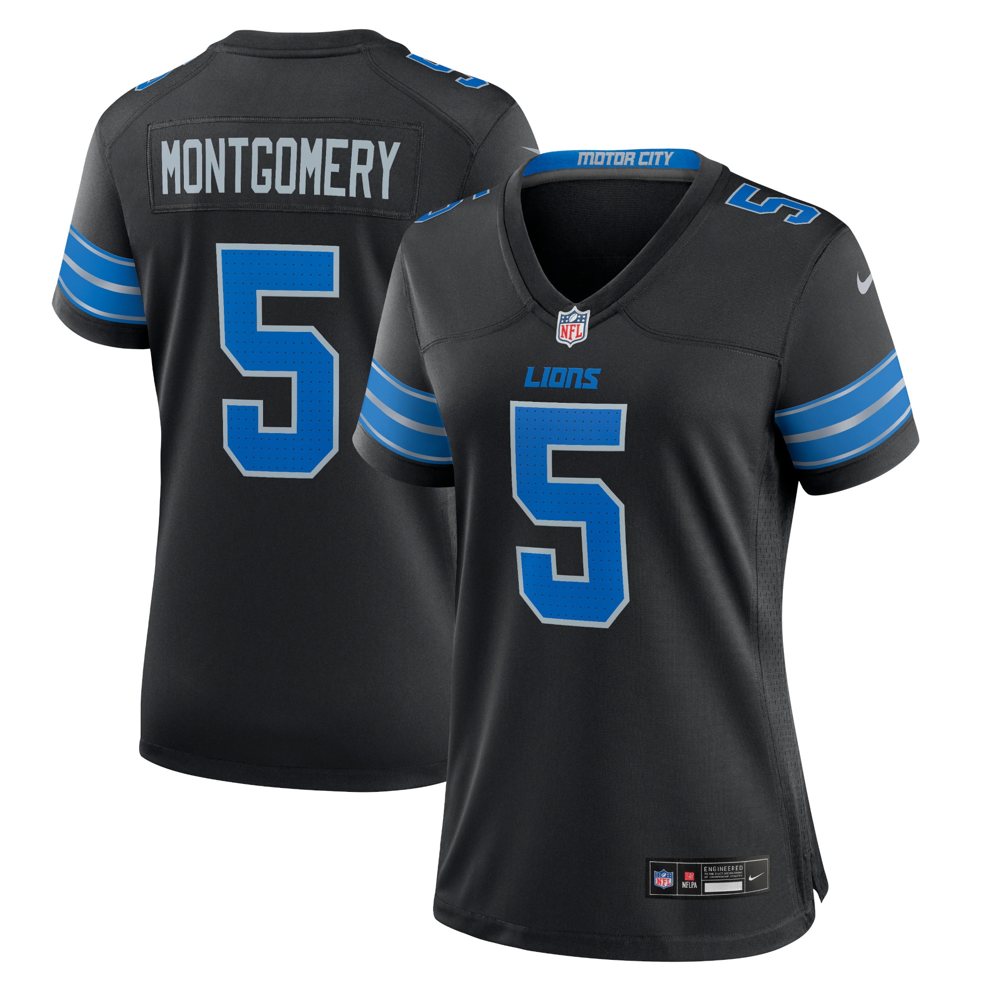 Women's Detroit Lions David Montgomery Black 2nd Alternate Game Jersey Js8579