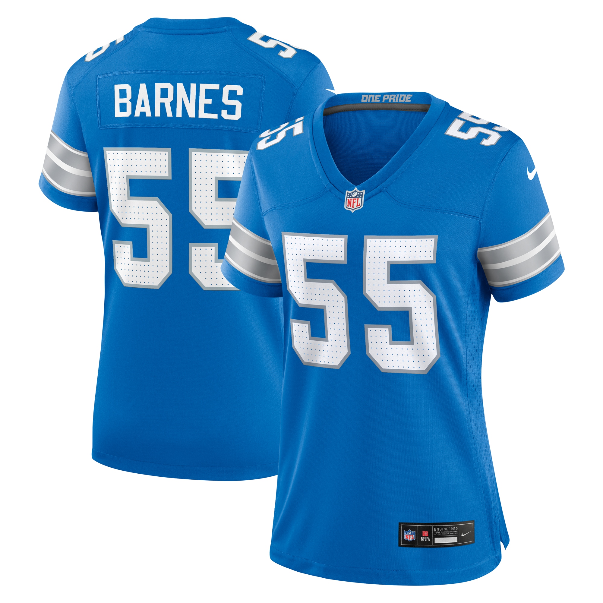 Women's Detroit Lions Derrick Barnes Blue Team Game Jersey Js6426