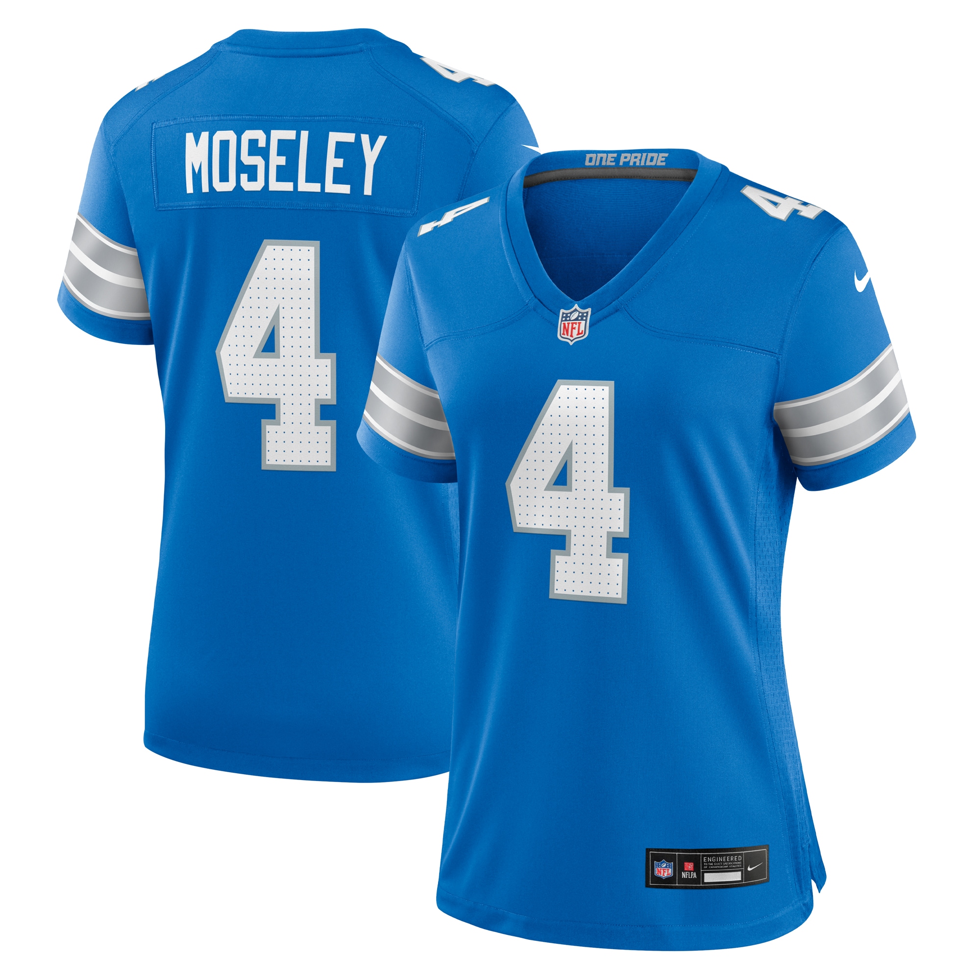 Women's Detroit Lions Emmanuel Moseley Blue Team Game Jersey Js4834