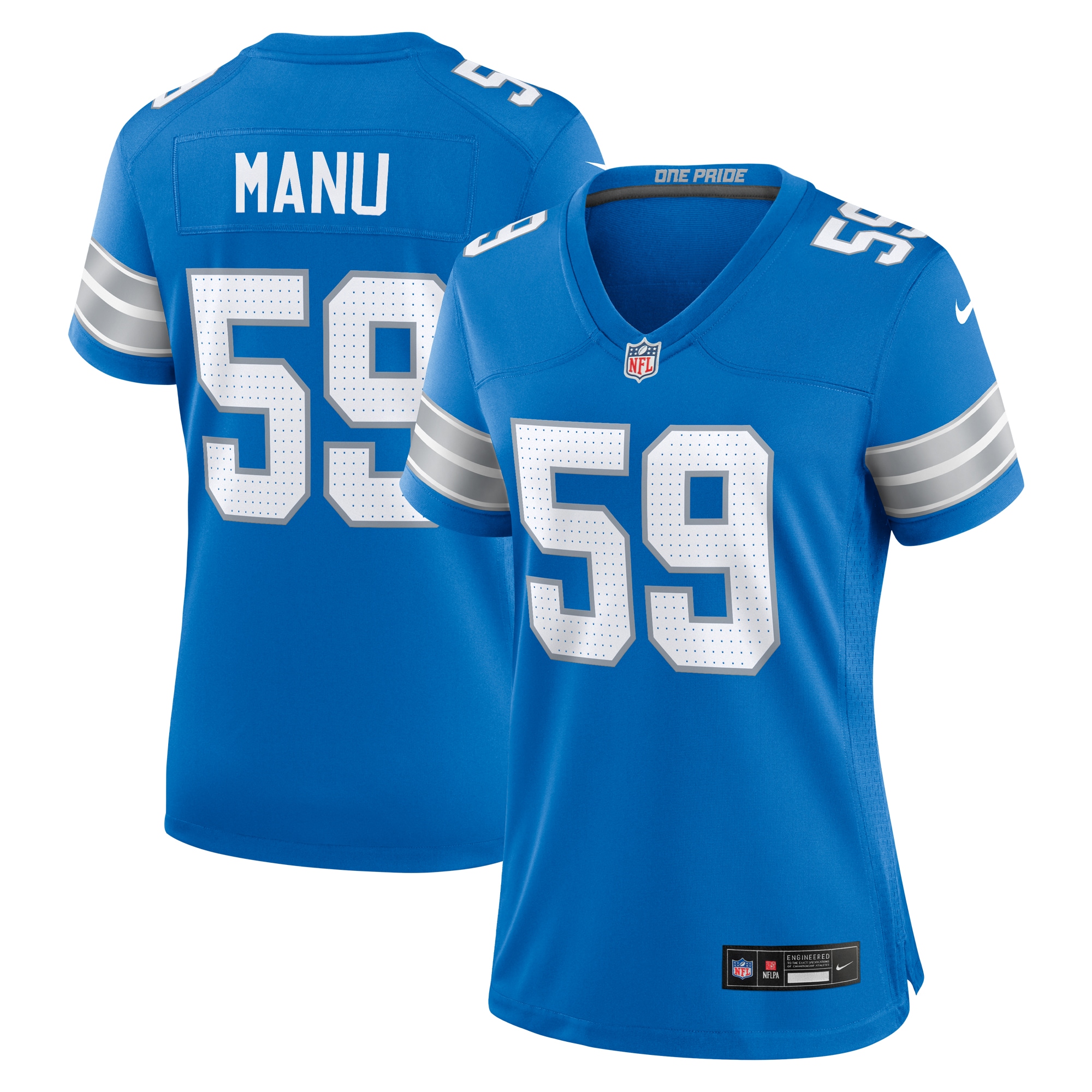 Women's Detroit Lions Giovanni Manu Blue Team Game Jersey Js3908