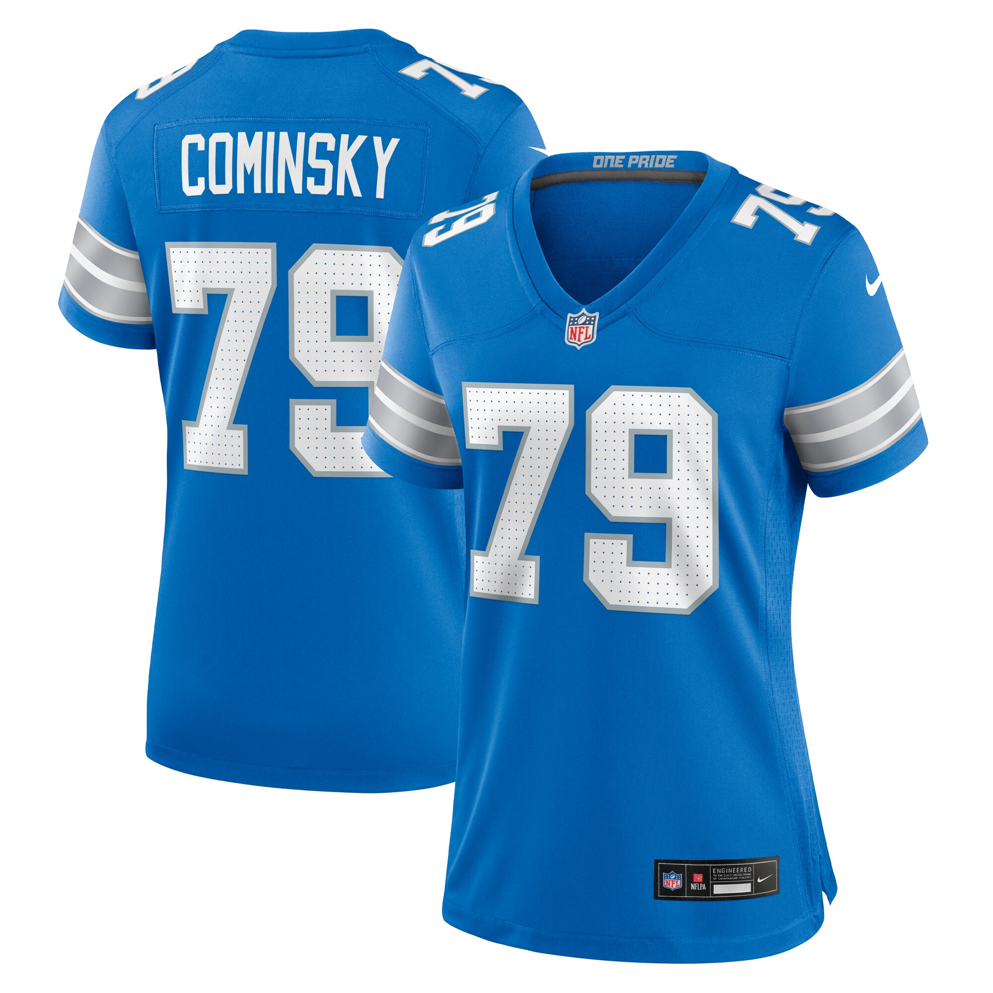 Women's Detroit Lions John Cominsky Blue Team Game Jersey Js7859