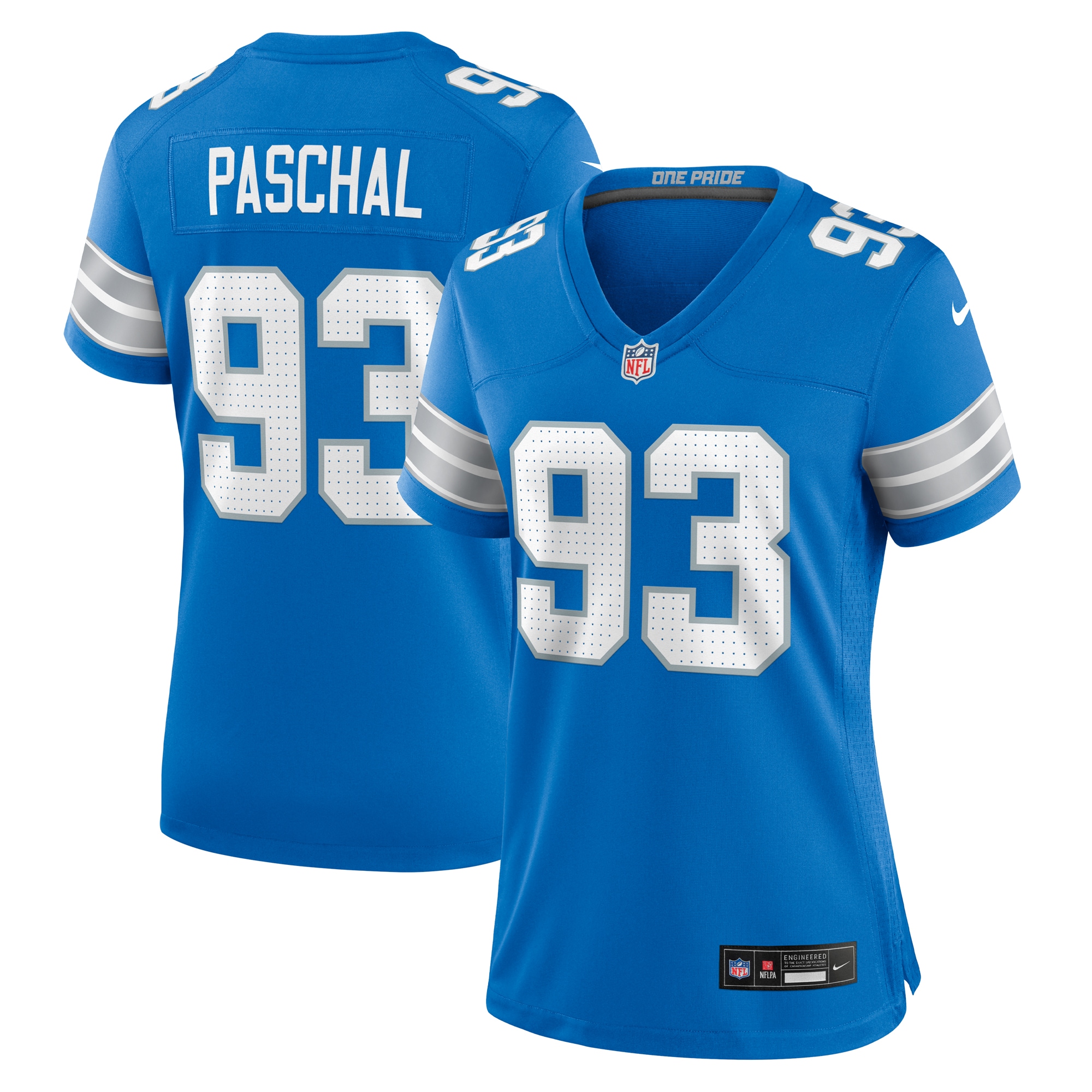 Women's Detroit Lions Josh Paschal Blue Team Game Jersey Js6578