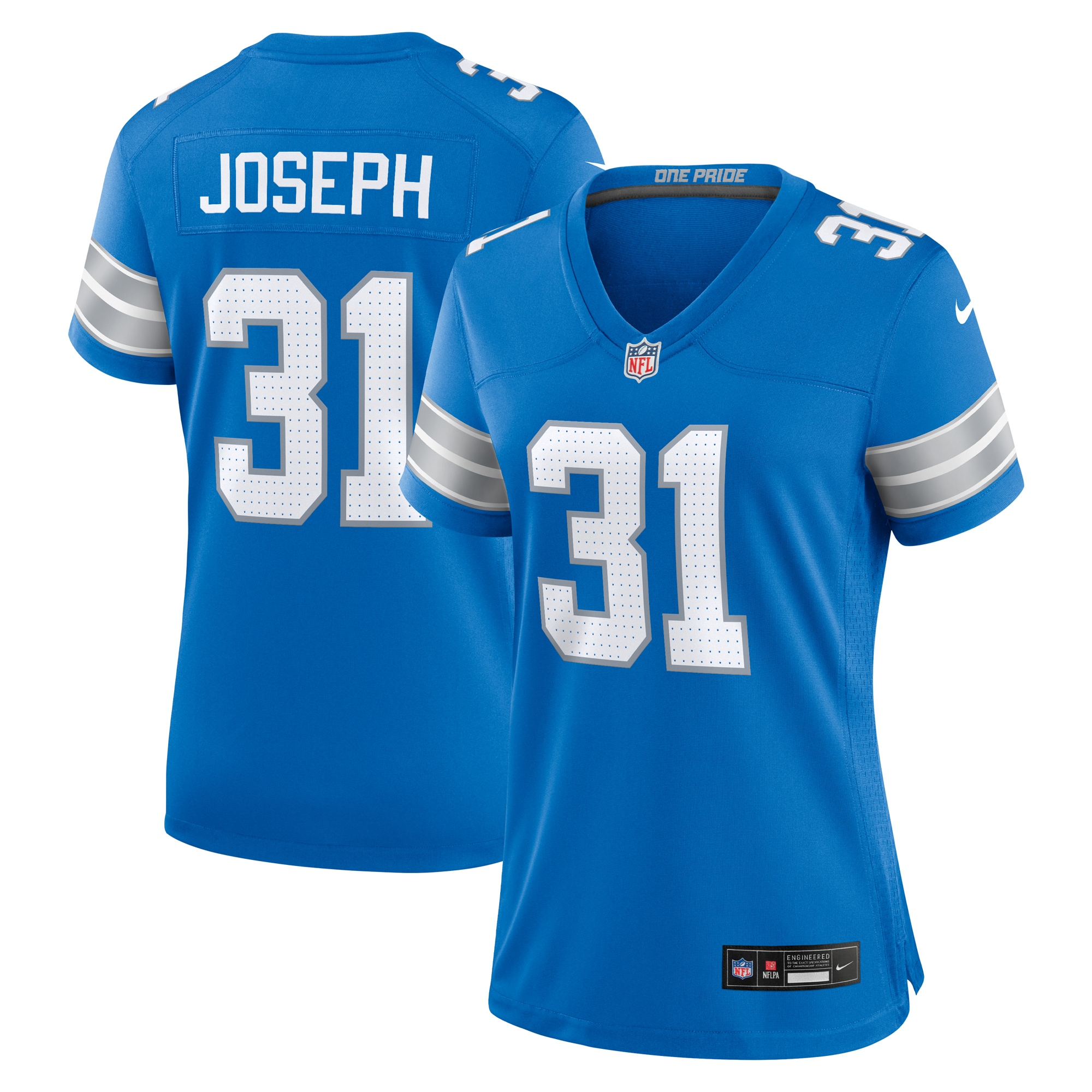 Women's Detroit Lions Kerby Joseph Blue Team Game Jersey Js5735