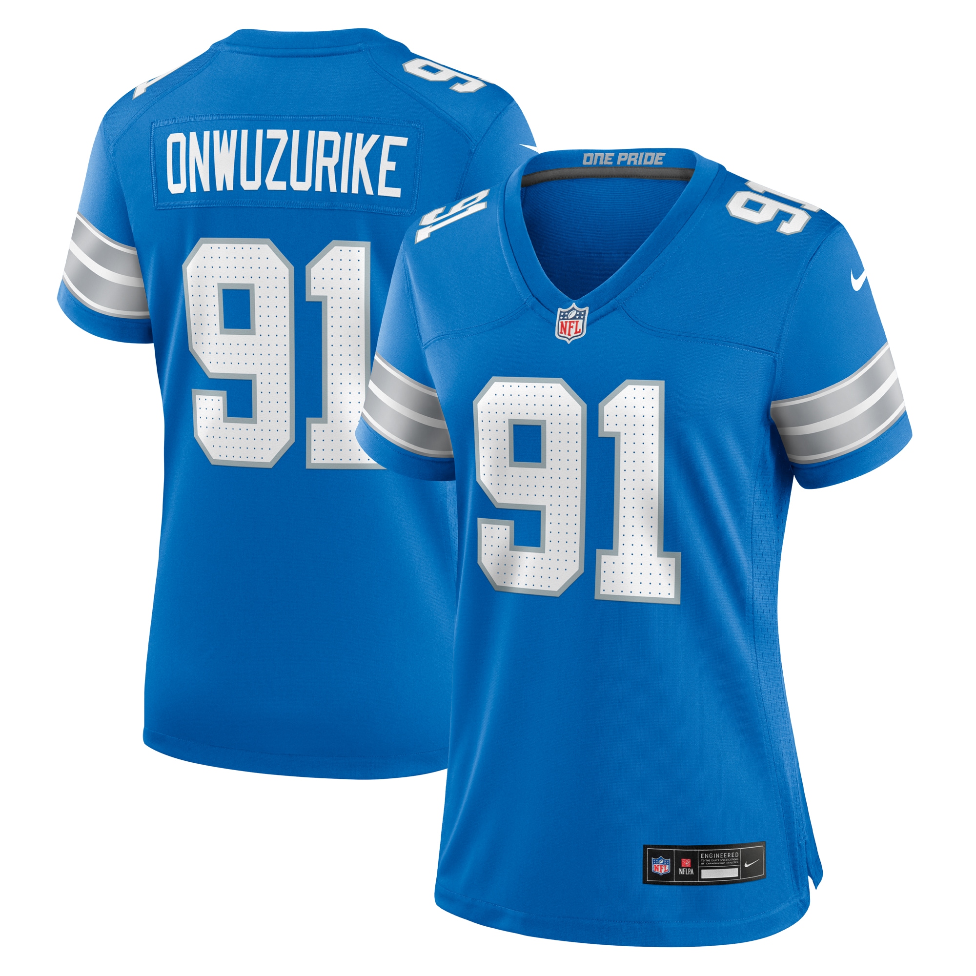 Women's Detroit Lions Levi Onwuzurike Blue Team Game Jersey Js5306