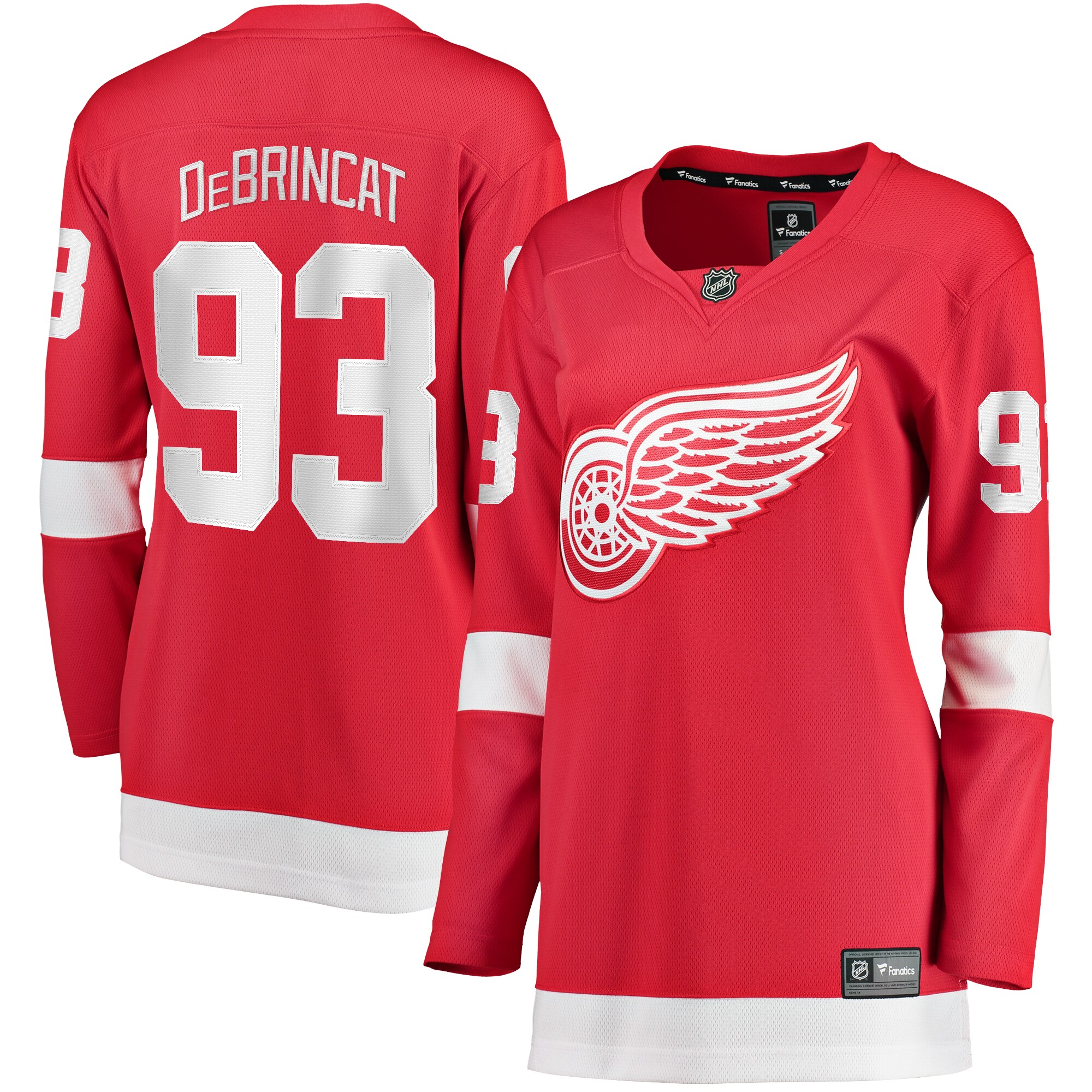 Women's Detroit Red Wings Alex Debrincat Red Home Premier Breakaway Player Jersey