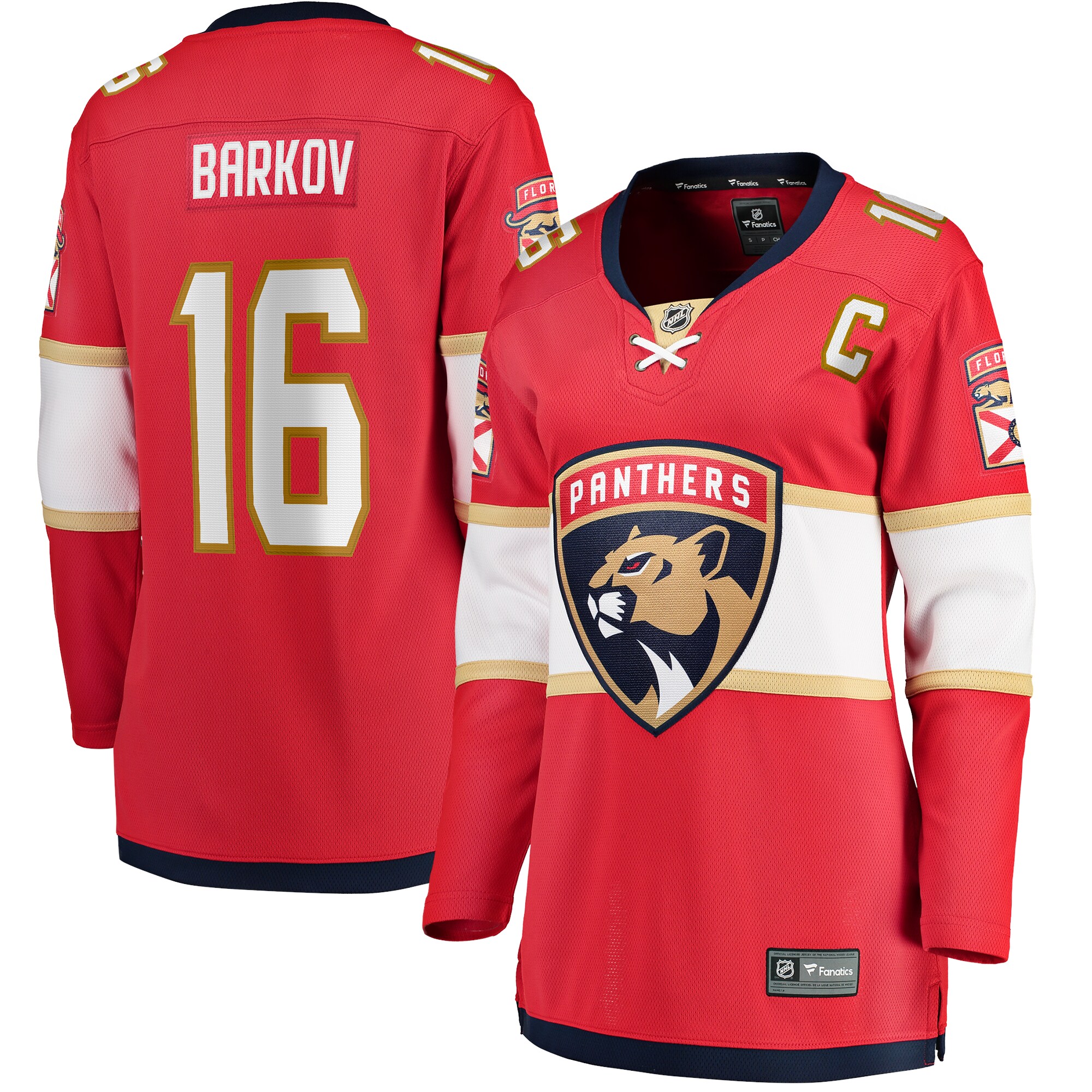 Women's Florida Panthers Aleksander Barkov Red Captain Patch Home Breakaway Player Jersey