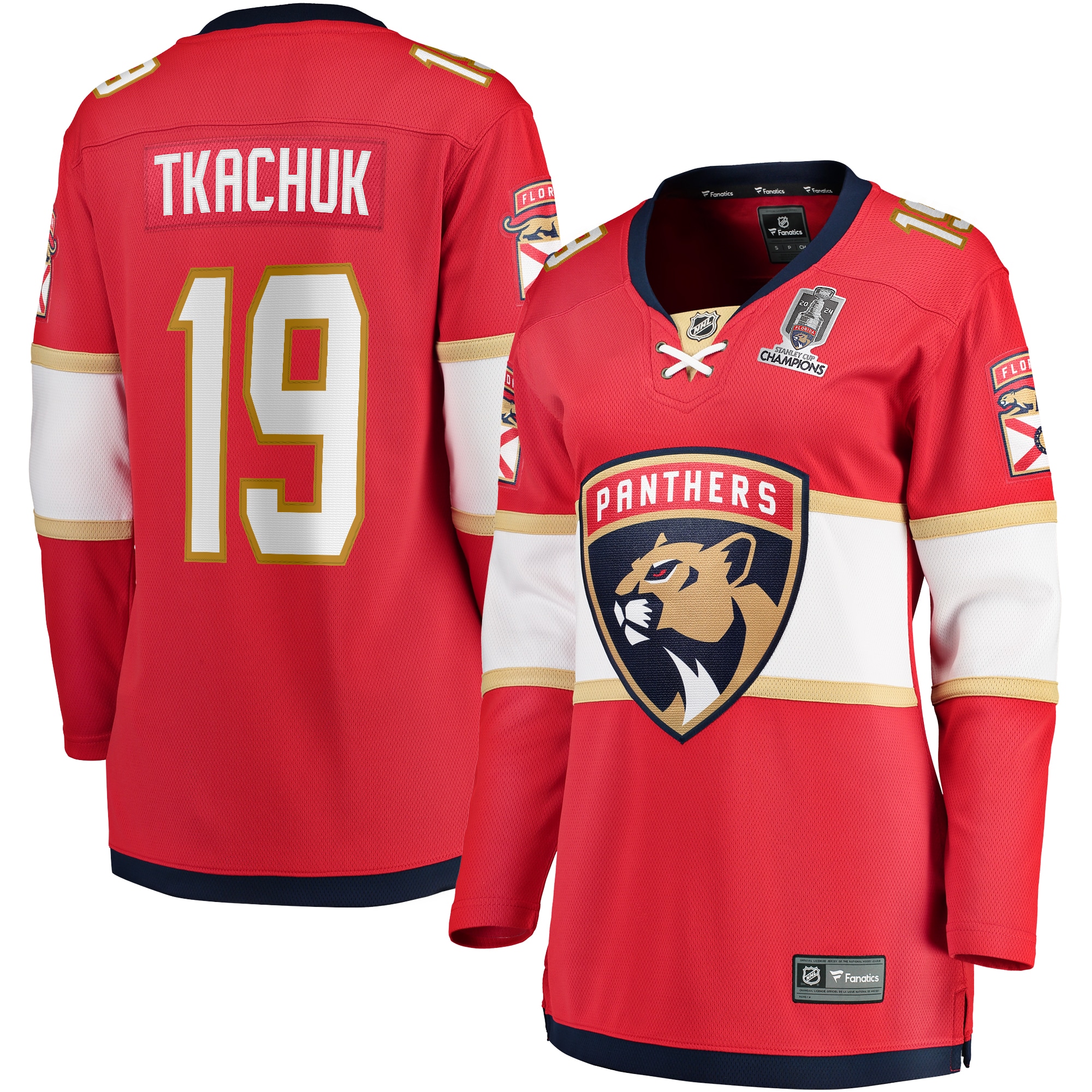Women's Florida Panthers Matthew Tkachuk Red Home 2024 Stanley Cup Champions Breakaway Player Jersey