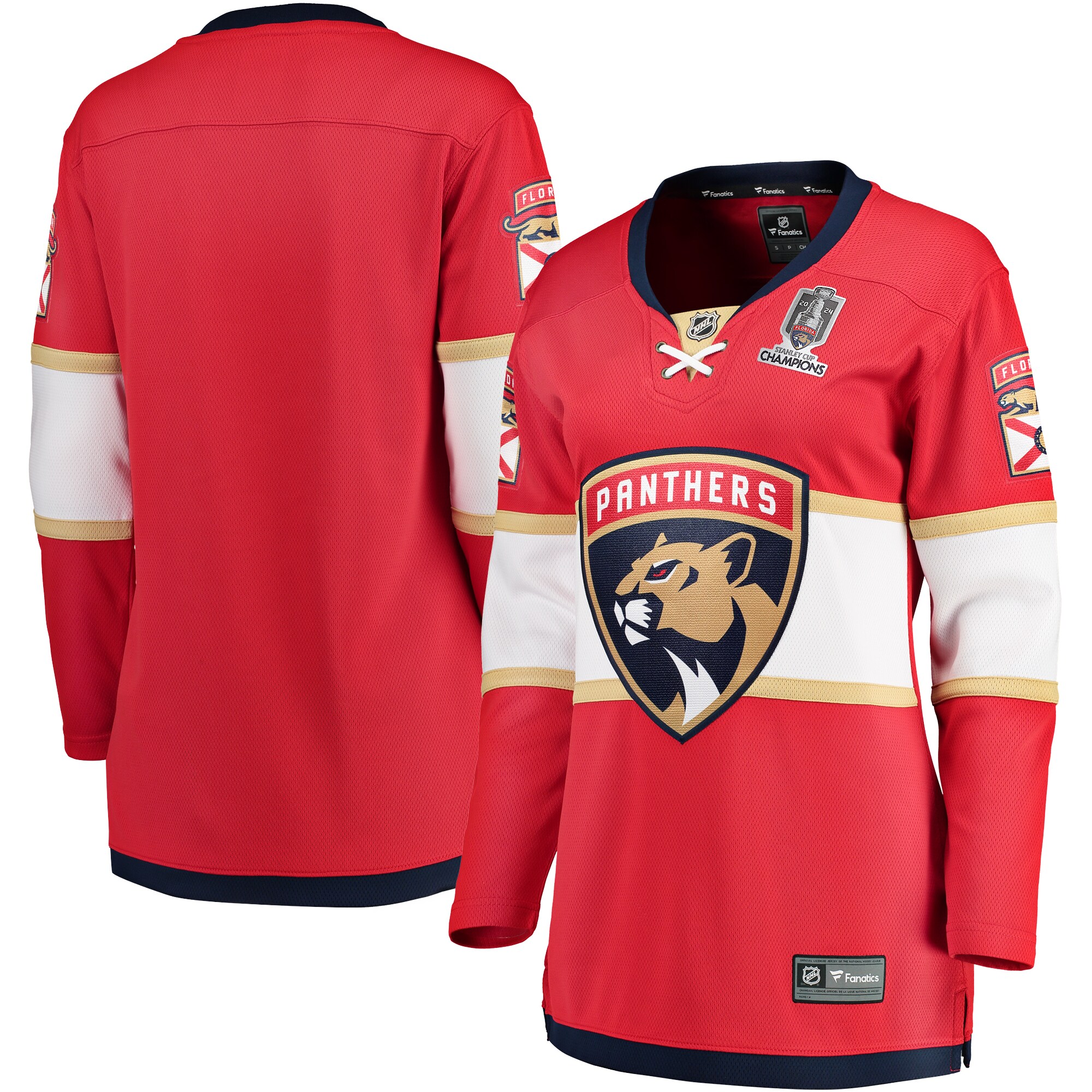 Women's Florida Panthers Red Home 2024 Stanley Cup Champions Breakaway Jersey