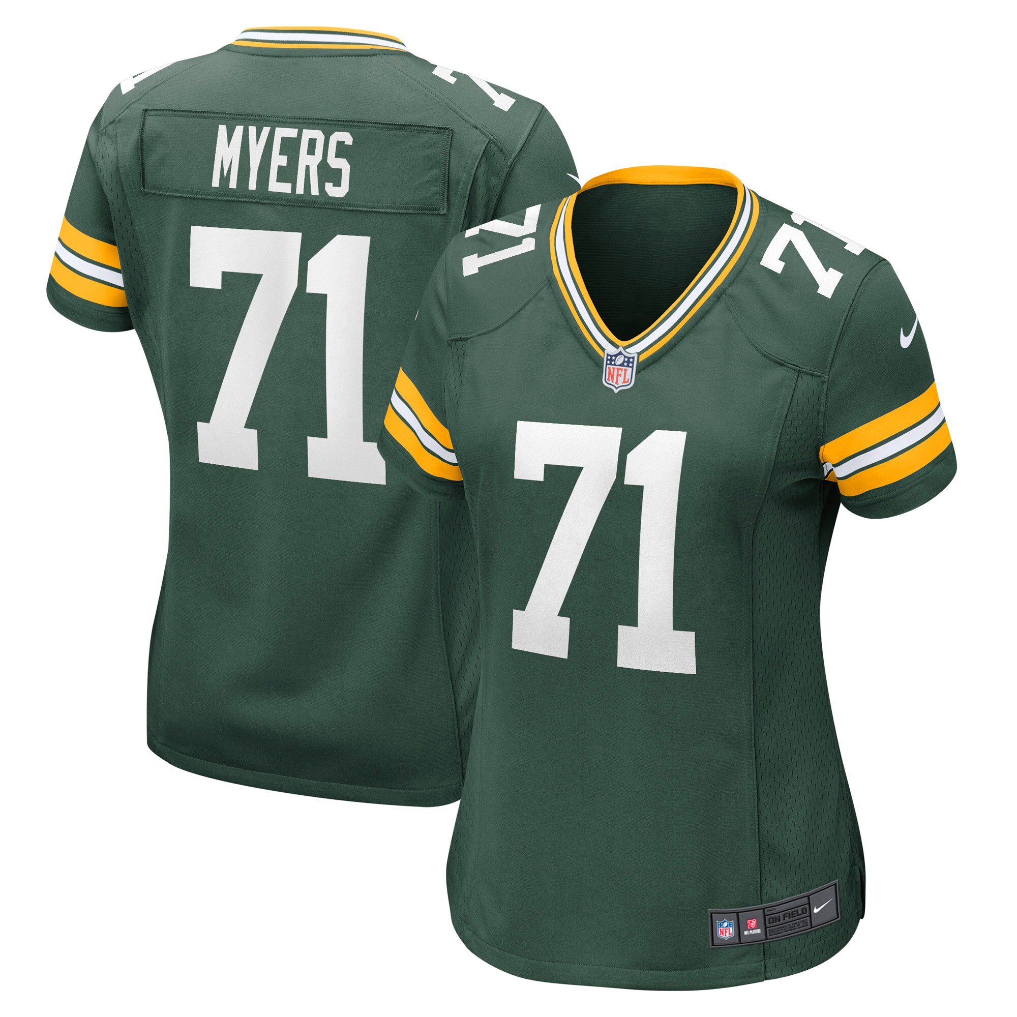 Women's Green Bay Packers Josh Myers Green Game Jersey Js7560