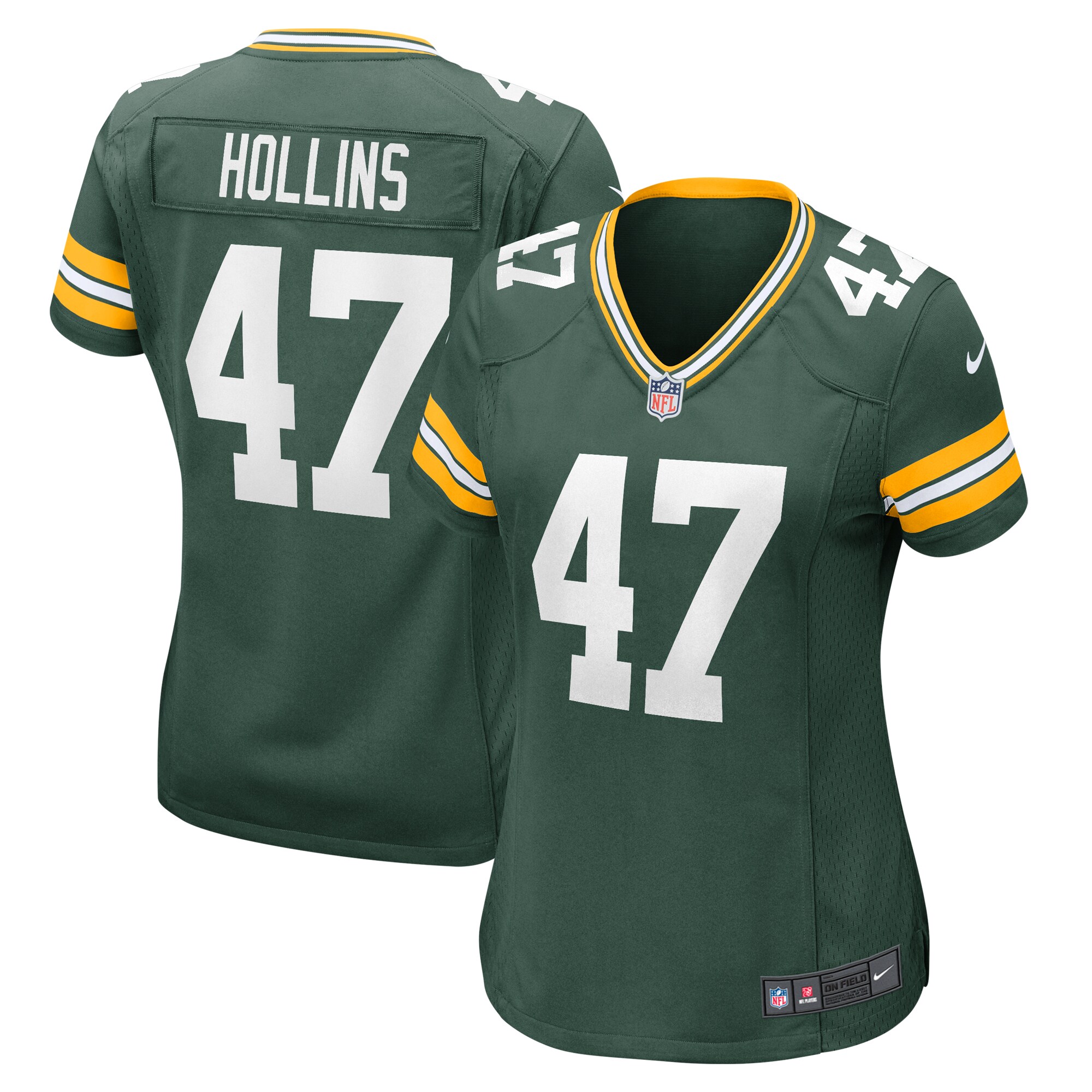 Women's Green Bay Packers Justin Hollins Green Home Game Player Jersey Js9546