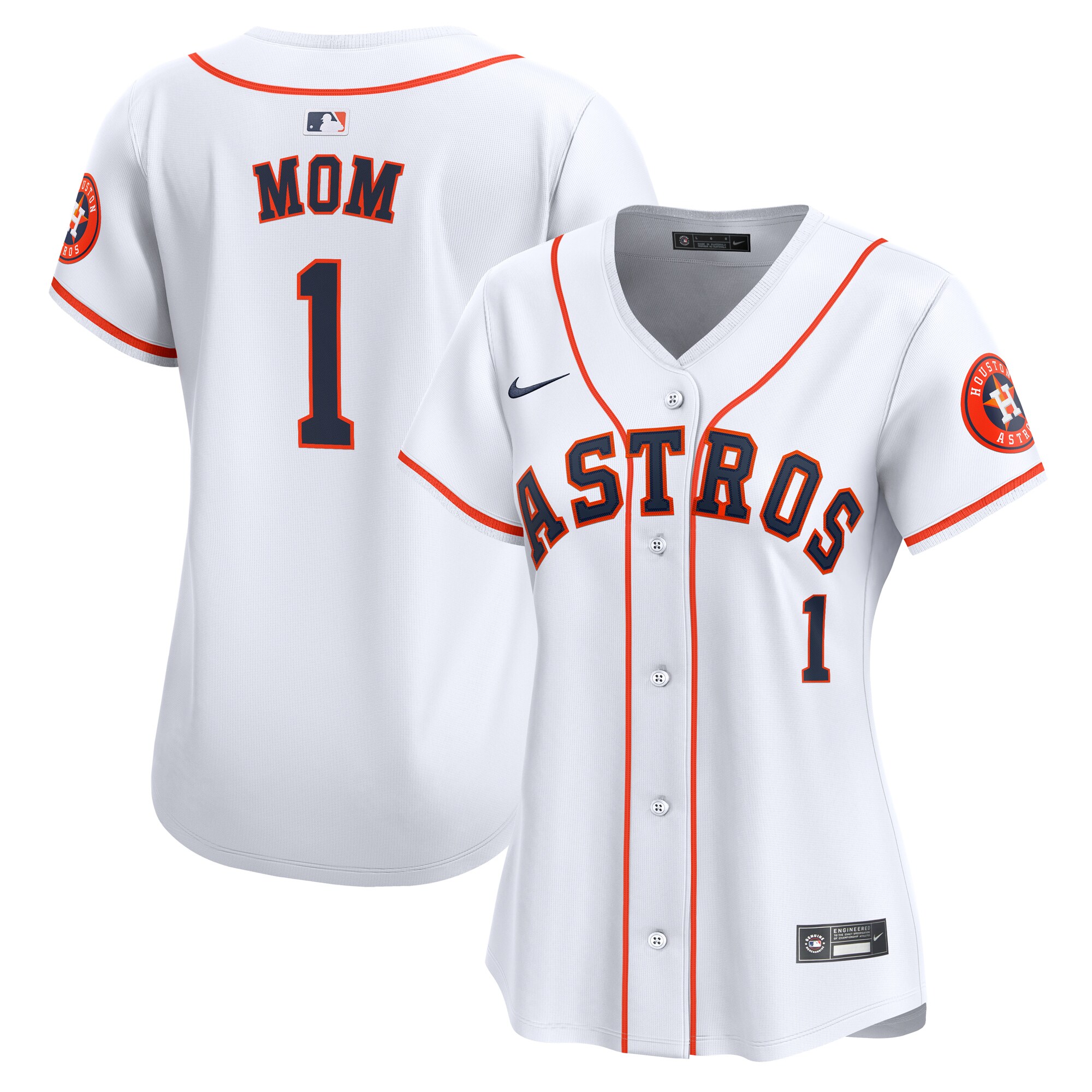 Women's Houston Astros White #1 Mom Home Limited Jersey