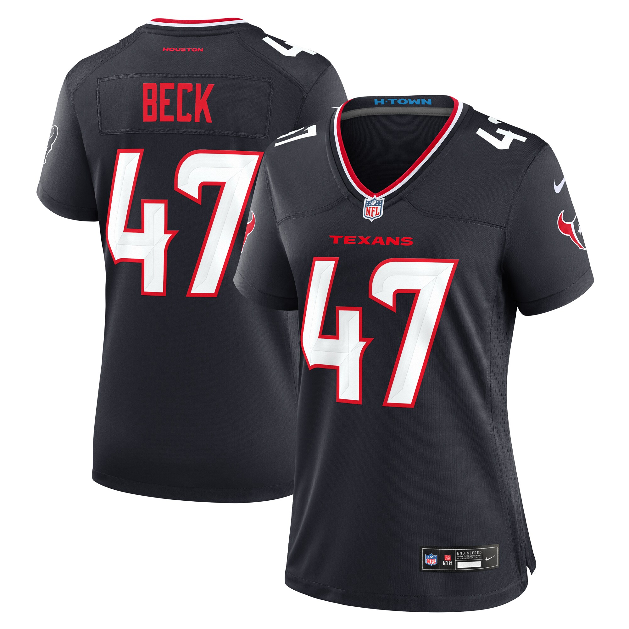Women's Houston Texans Andrew Beck Navy Team Game Jersey Js2457