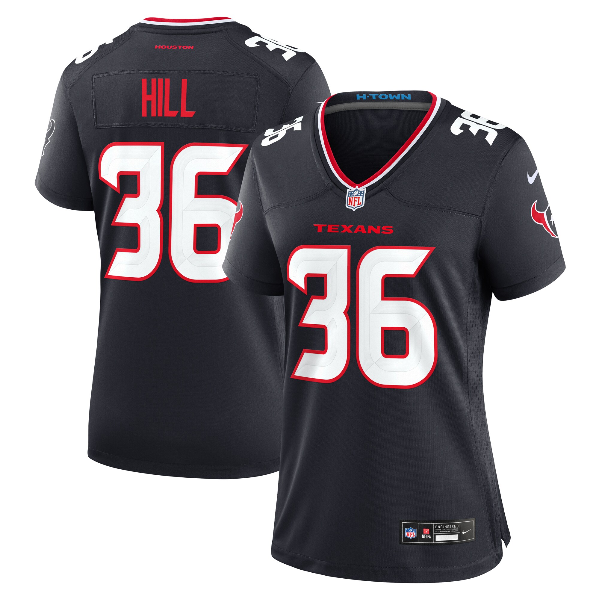 Women's Houston Texans Brandon Hill Navy Team Game Jersey Js4209