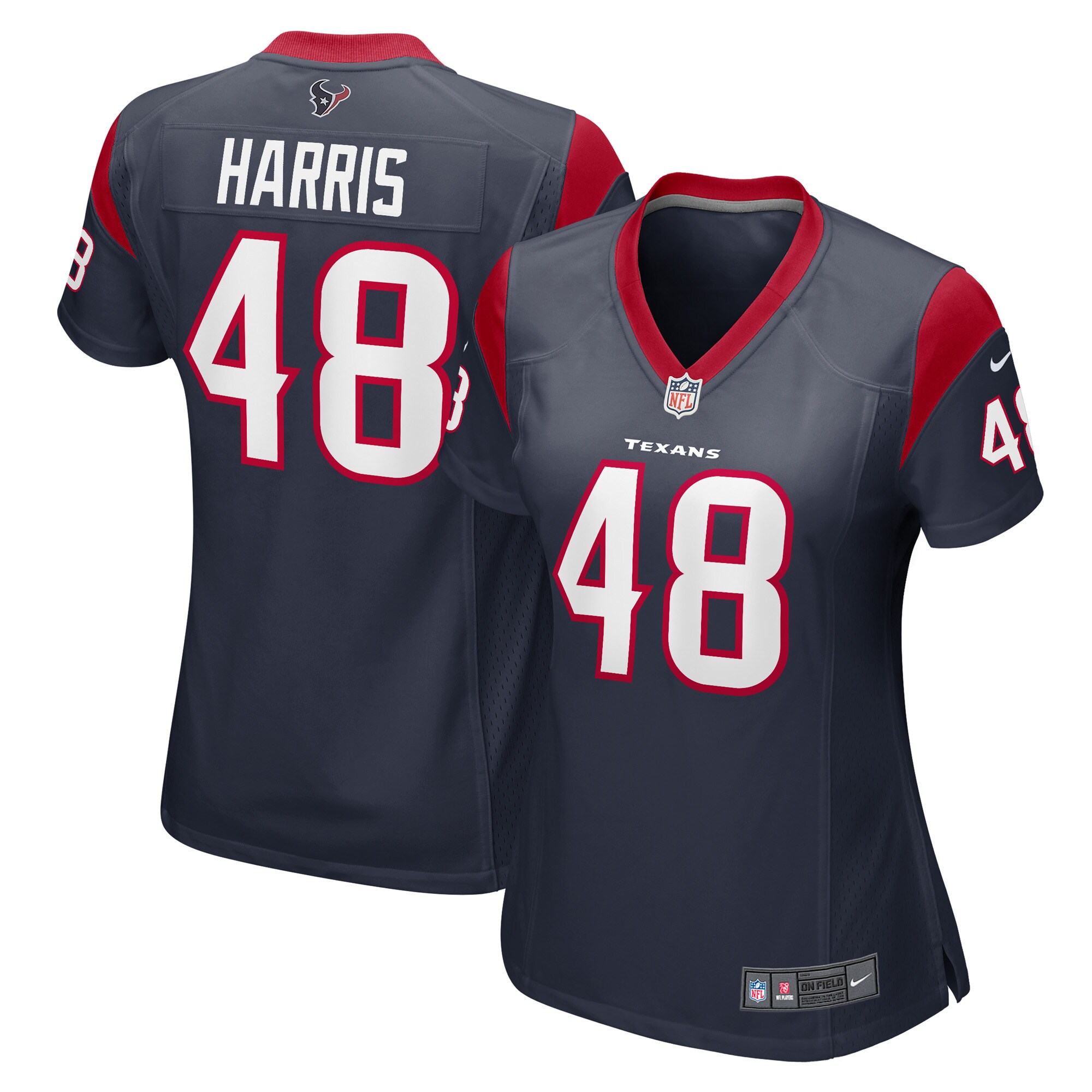 Women's Houston Texans Christian Harris Navy Game Player Jersey Js8505