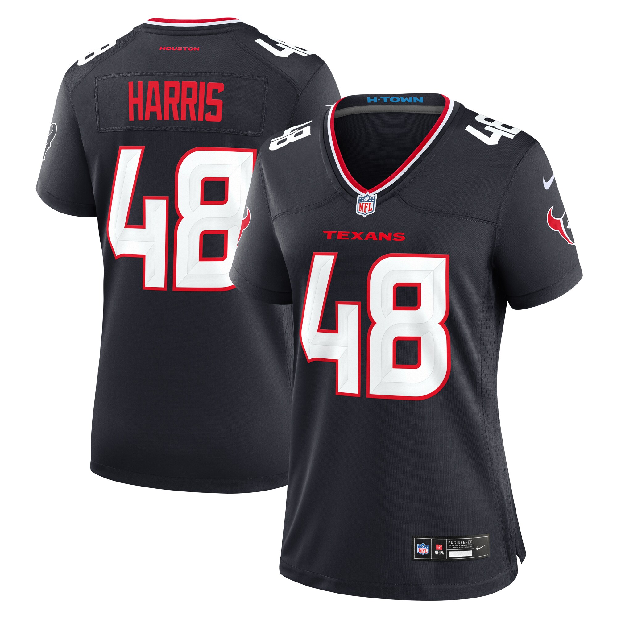 Women's Houston Texans Christian Harris Navy Team Game Jersey Js9951