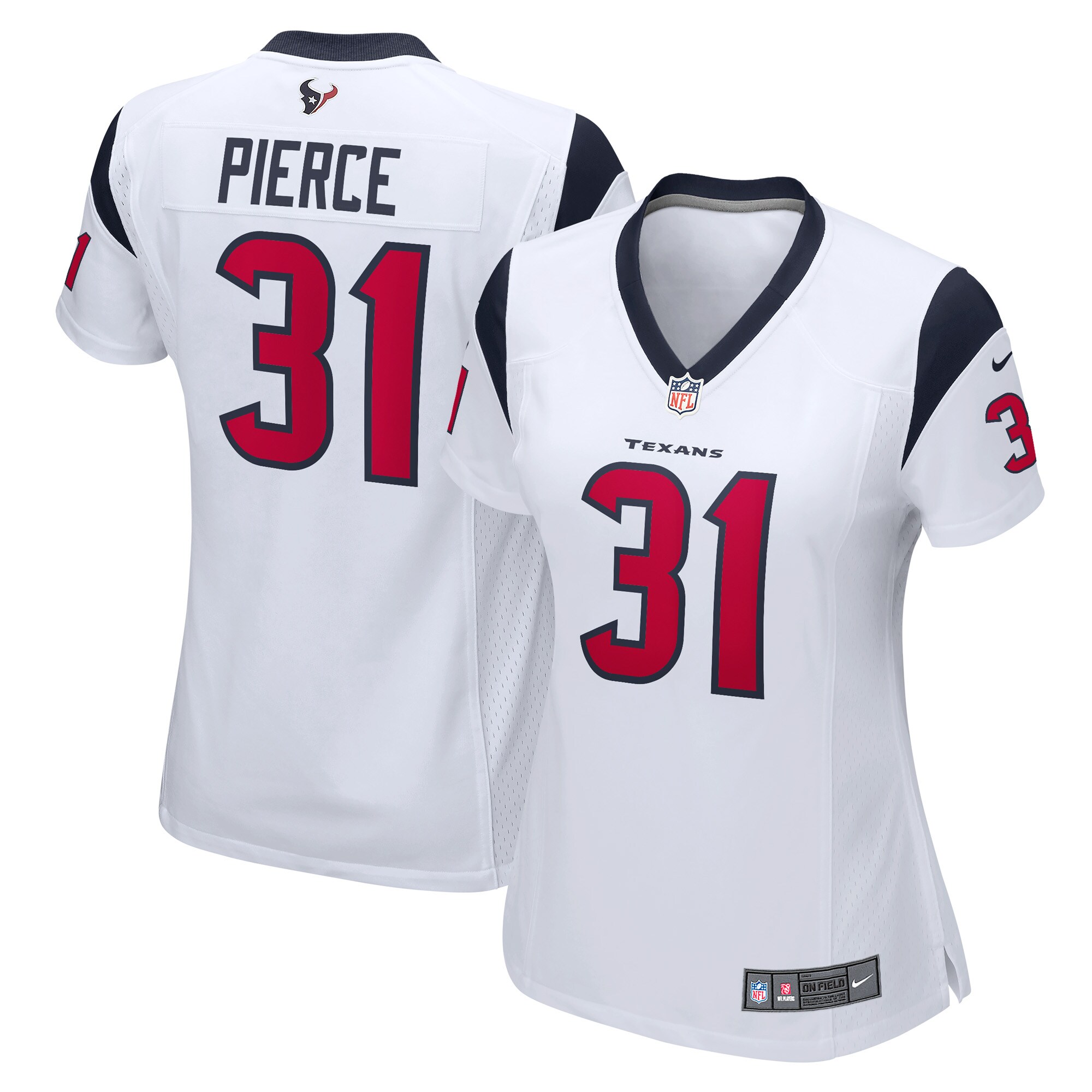 Women's Houston Texans Dameon Pierce White Game Player Jersey Js5638