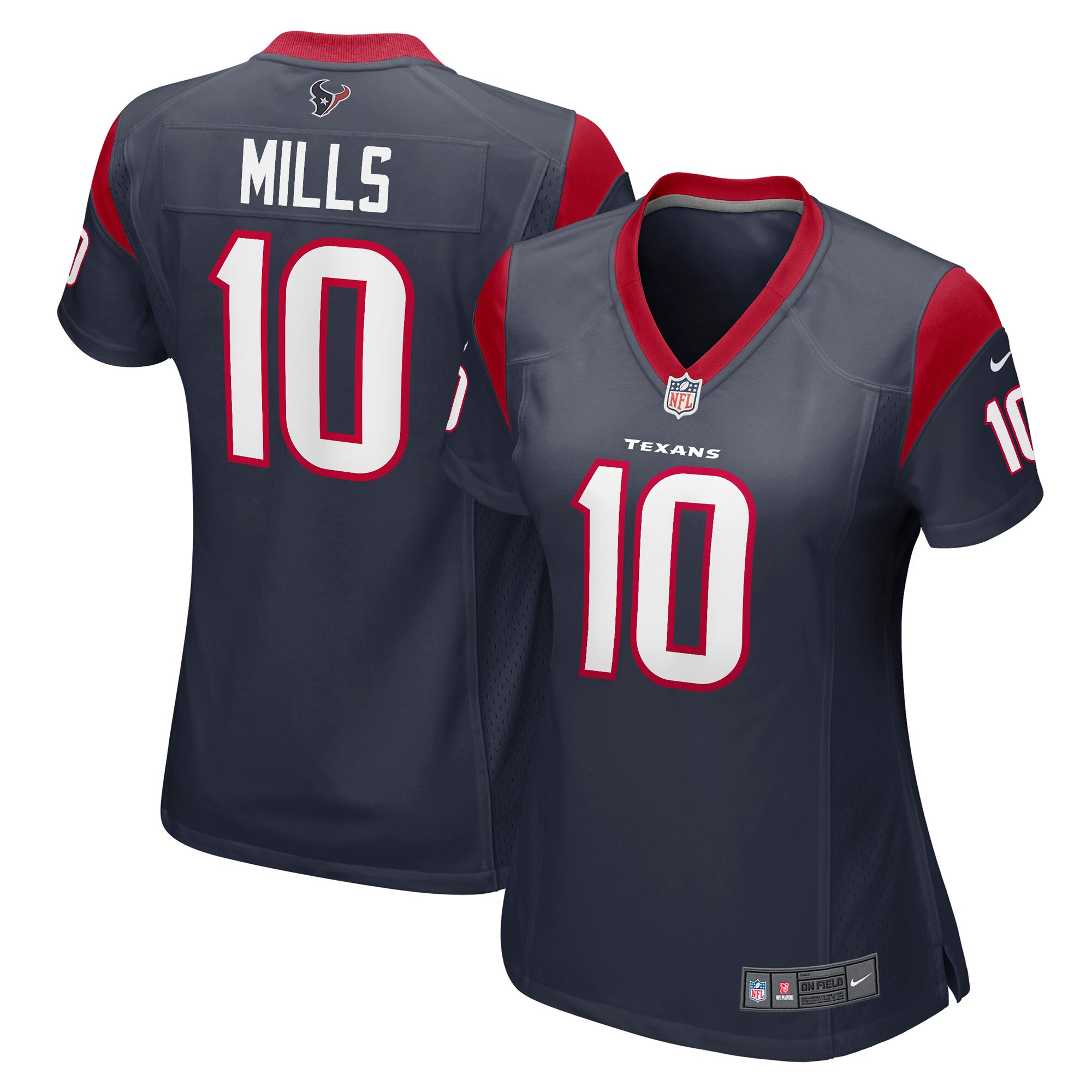 Women's Houston Texans Davis Mills Navy Game Jersey Js4167