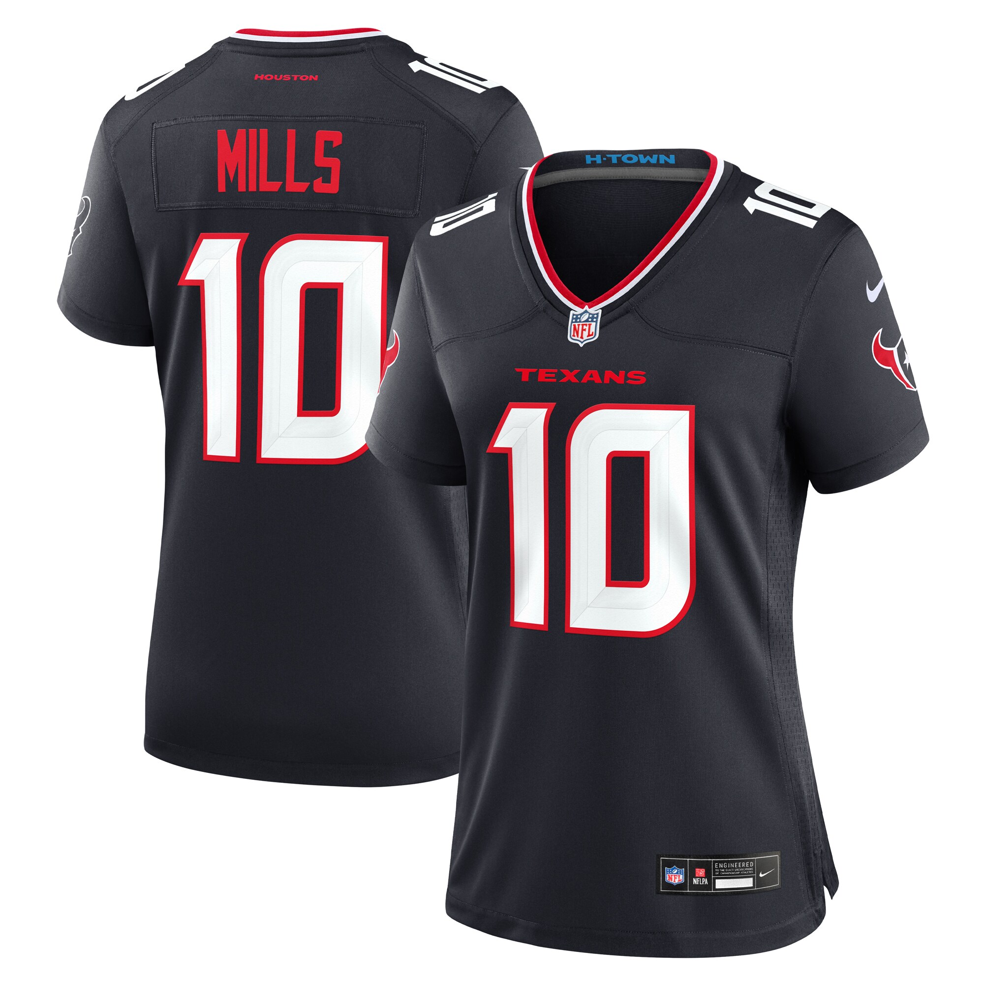 Women's Houston Texans Davis Mills Navy Team Game Jersey Js6587