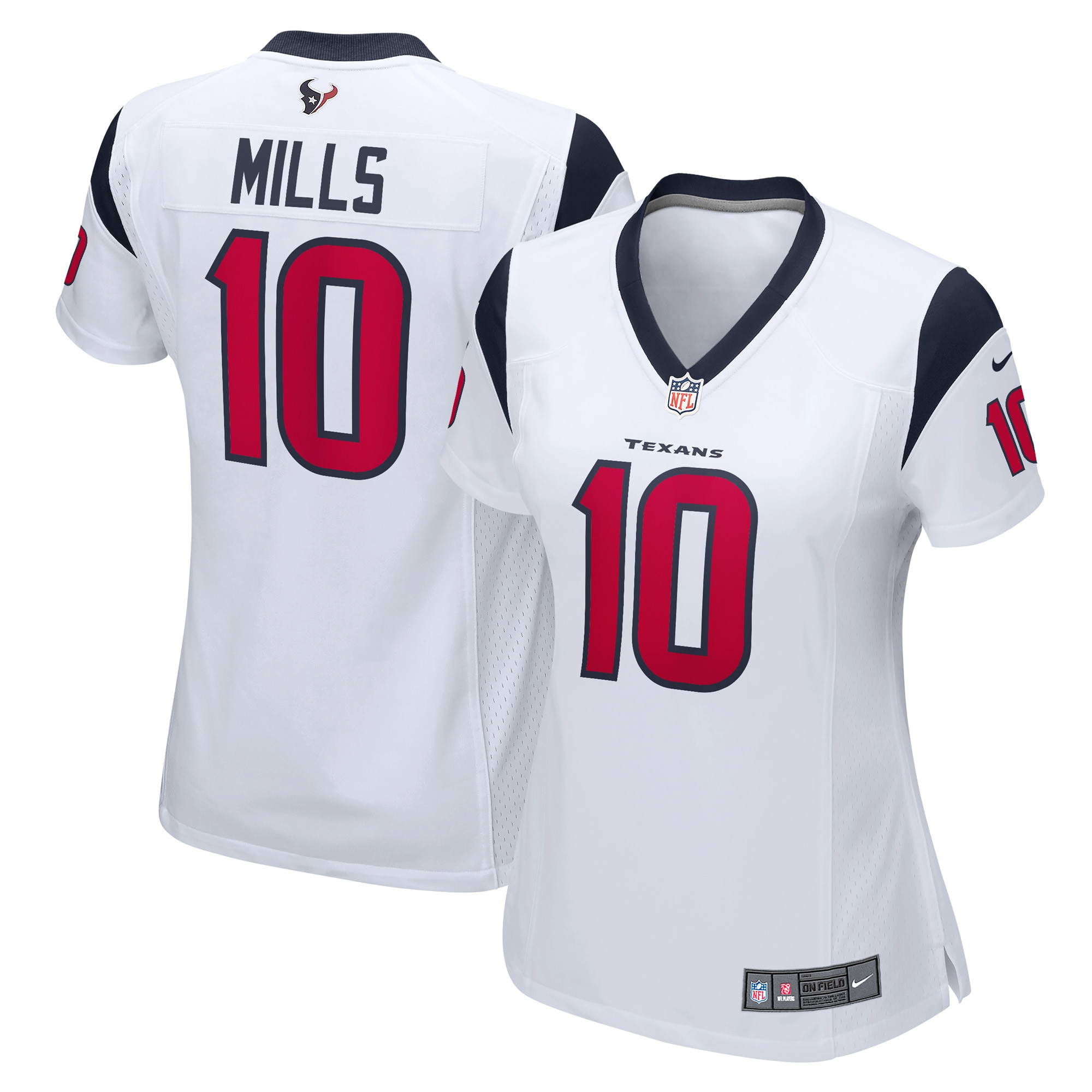 Women's Houston Texans Davis Mills White Game Player Jersey Js9452