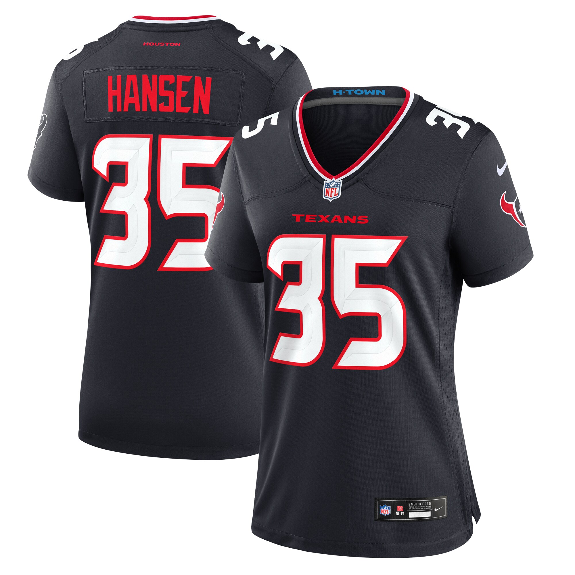 Women's Houston Texans Jake Hansen Navy Team Game Jersey Js5293