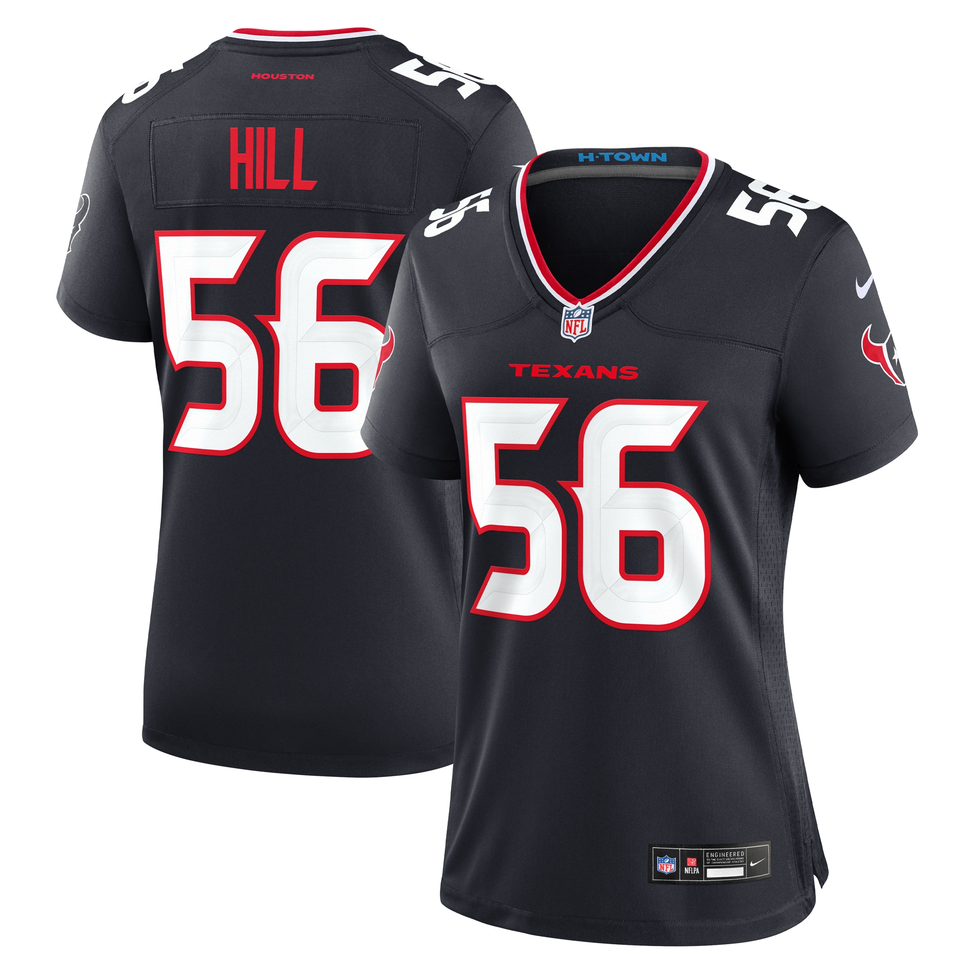 Women's Houston Texans Jamal Hill Navy Team Game Jersey Js3496