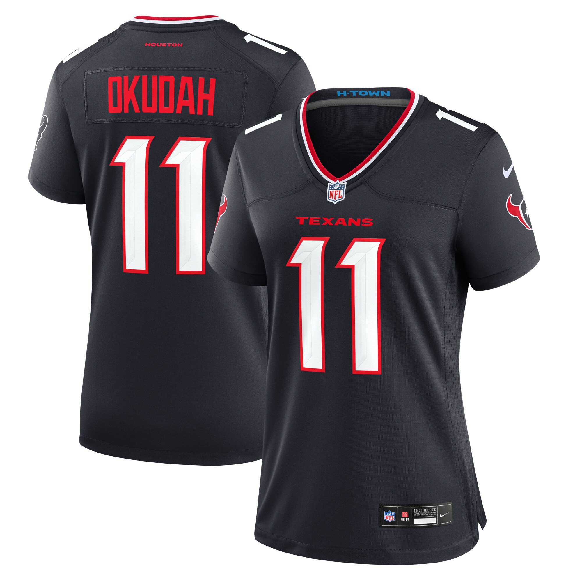 Women's Houston Texans Jeff Okudah Navy Team Game Jersey Js5753
