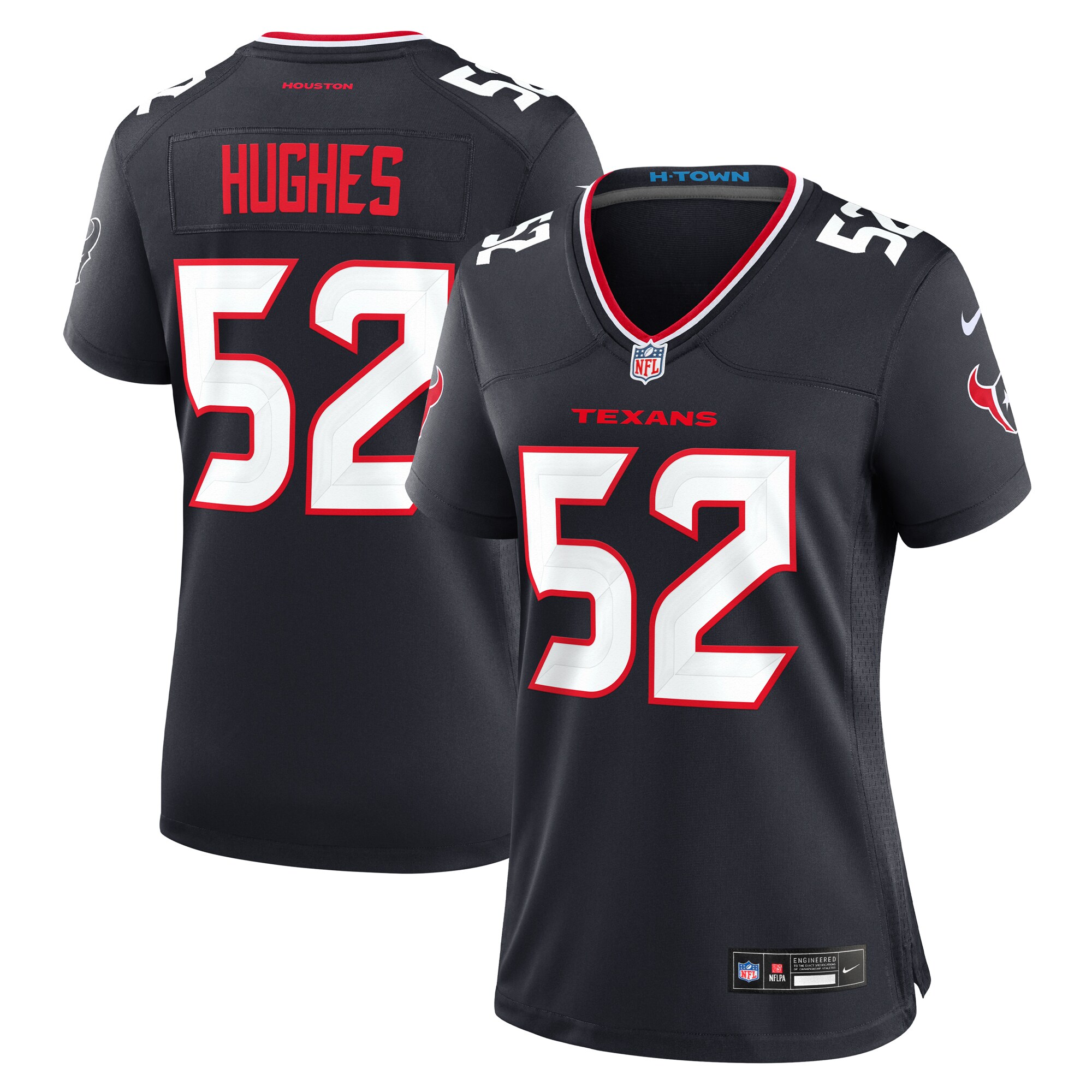 Women's Houston Texans Jerry Hughes Navy Team Game Jersey Js4366