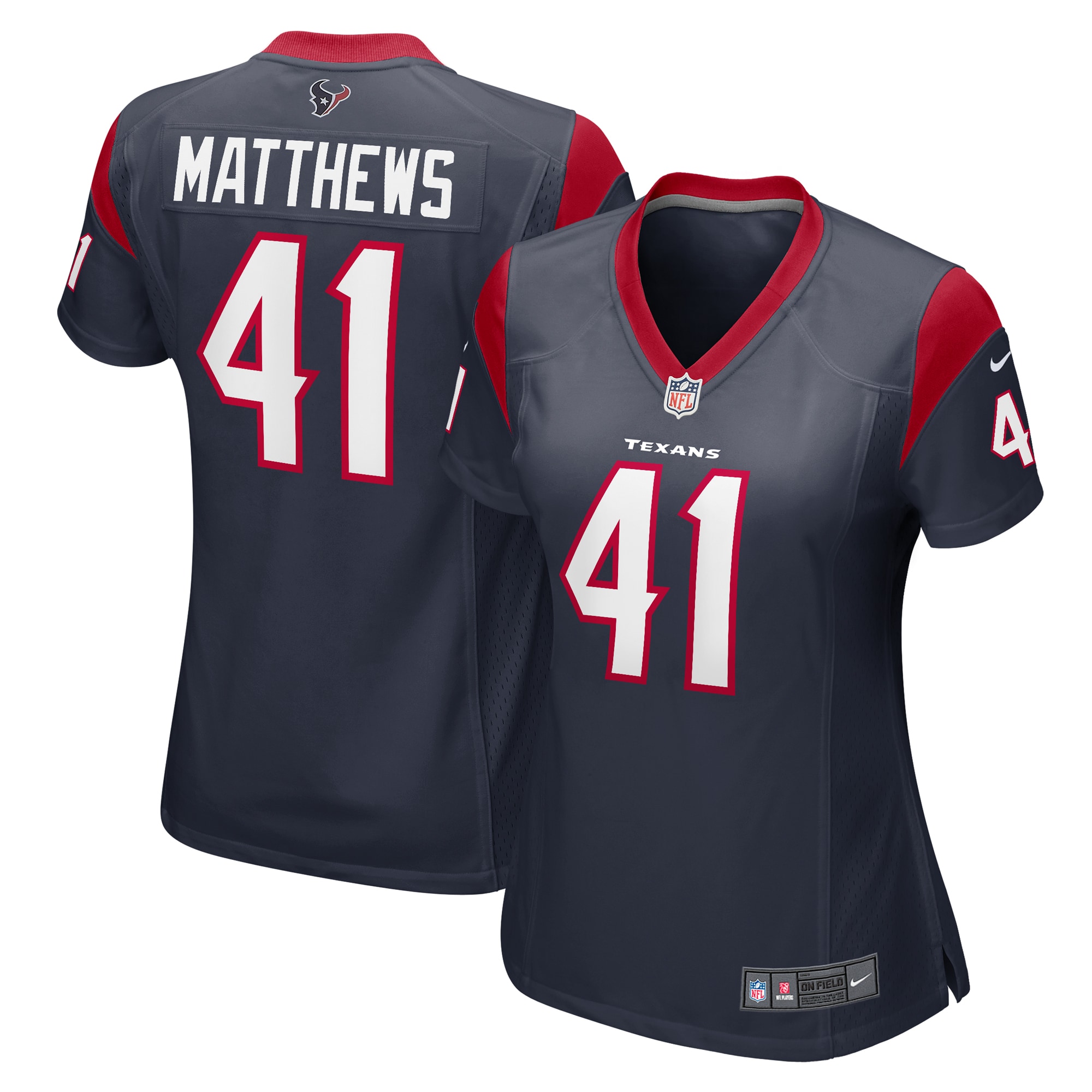 Women's Houston Texans Jesse Matthews Navy Team Game Jersey Js7696