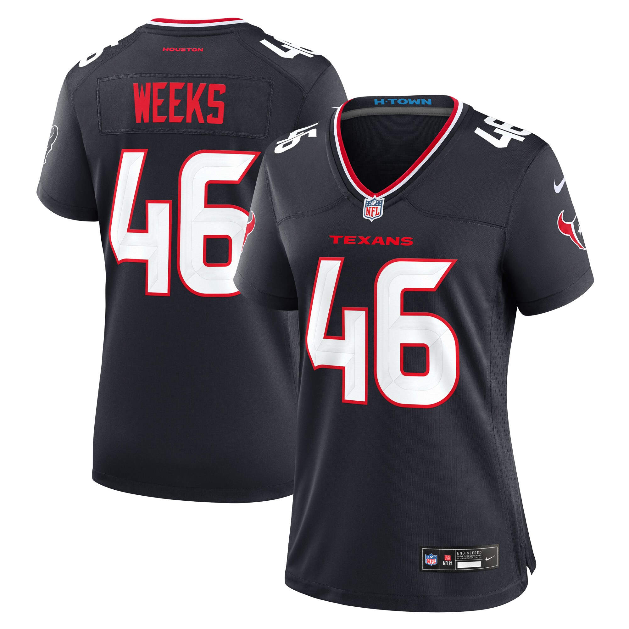 Women's Houston Texans Jon Weeks Navy Team Game Jersey Js4213