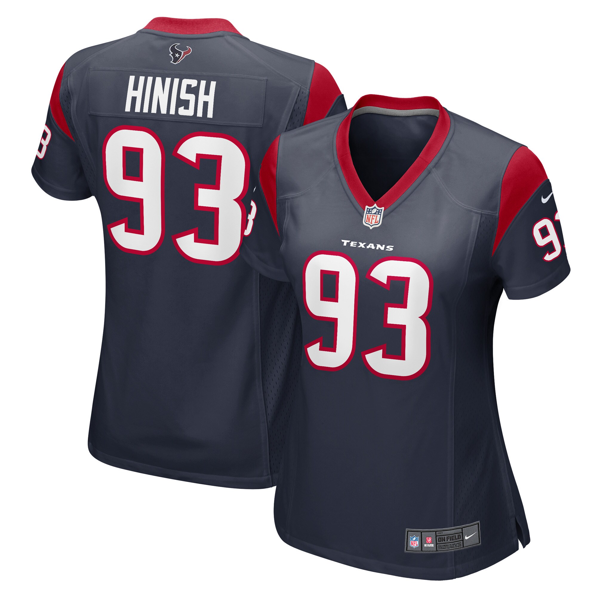 Women's Houston Texans Kurt Hinish Navy Game Player Jersey Js4555