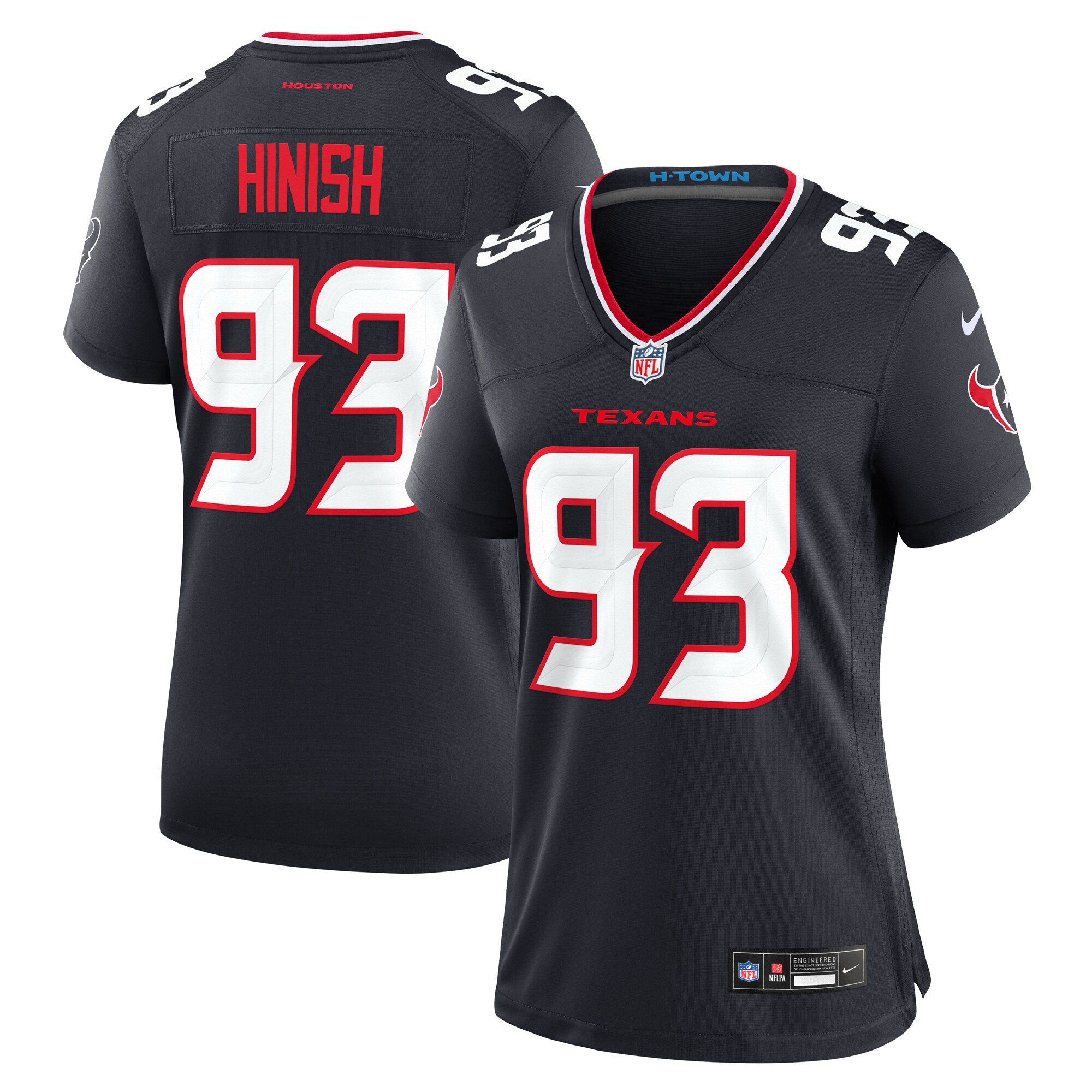 Women's Houston Texans Kurt Hinish Navy Team Game Jersey Js1680