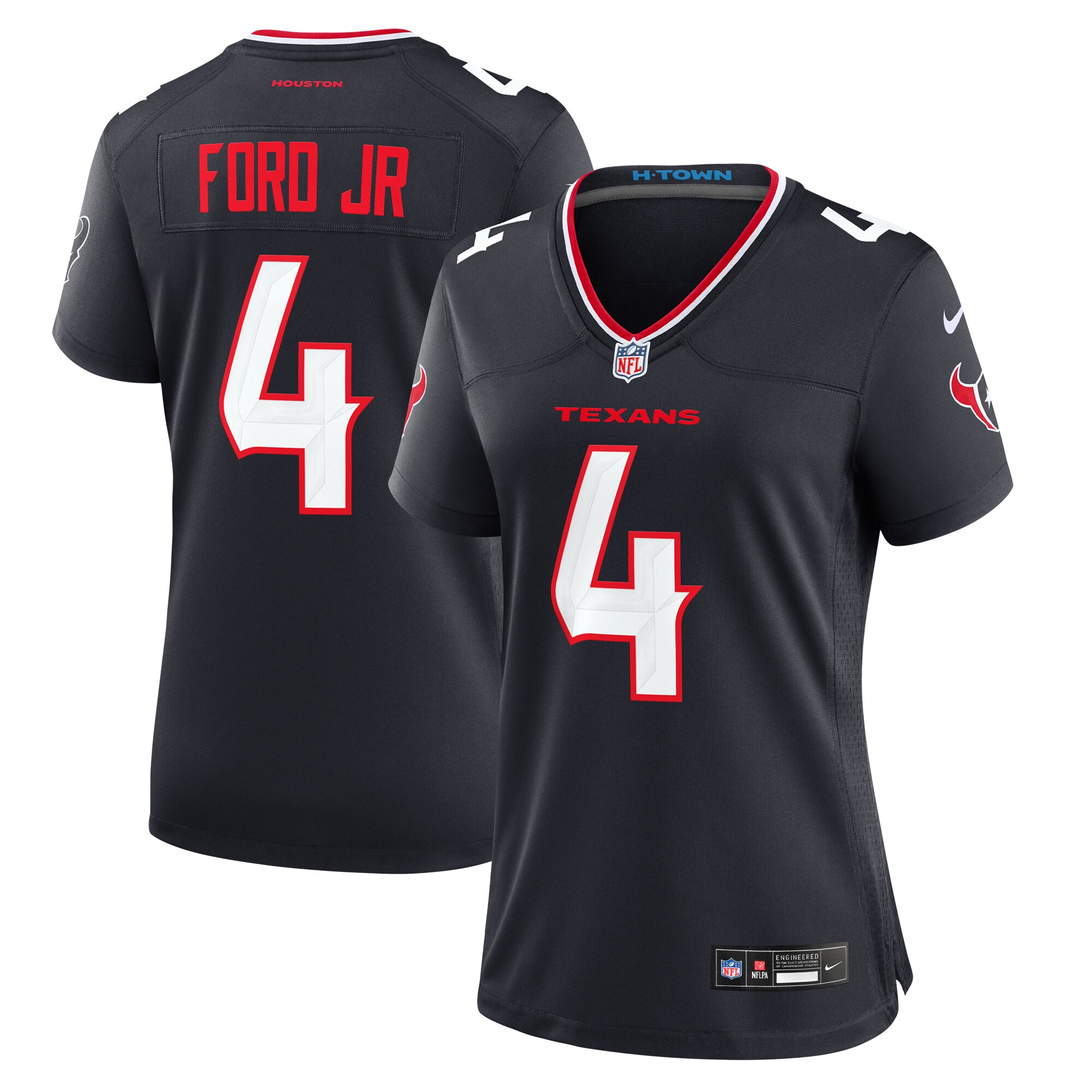 Women's Houston Texans Mike Ford Navy Team Game Jersey Js4833