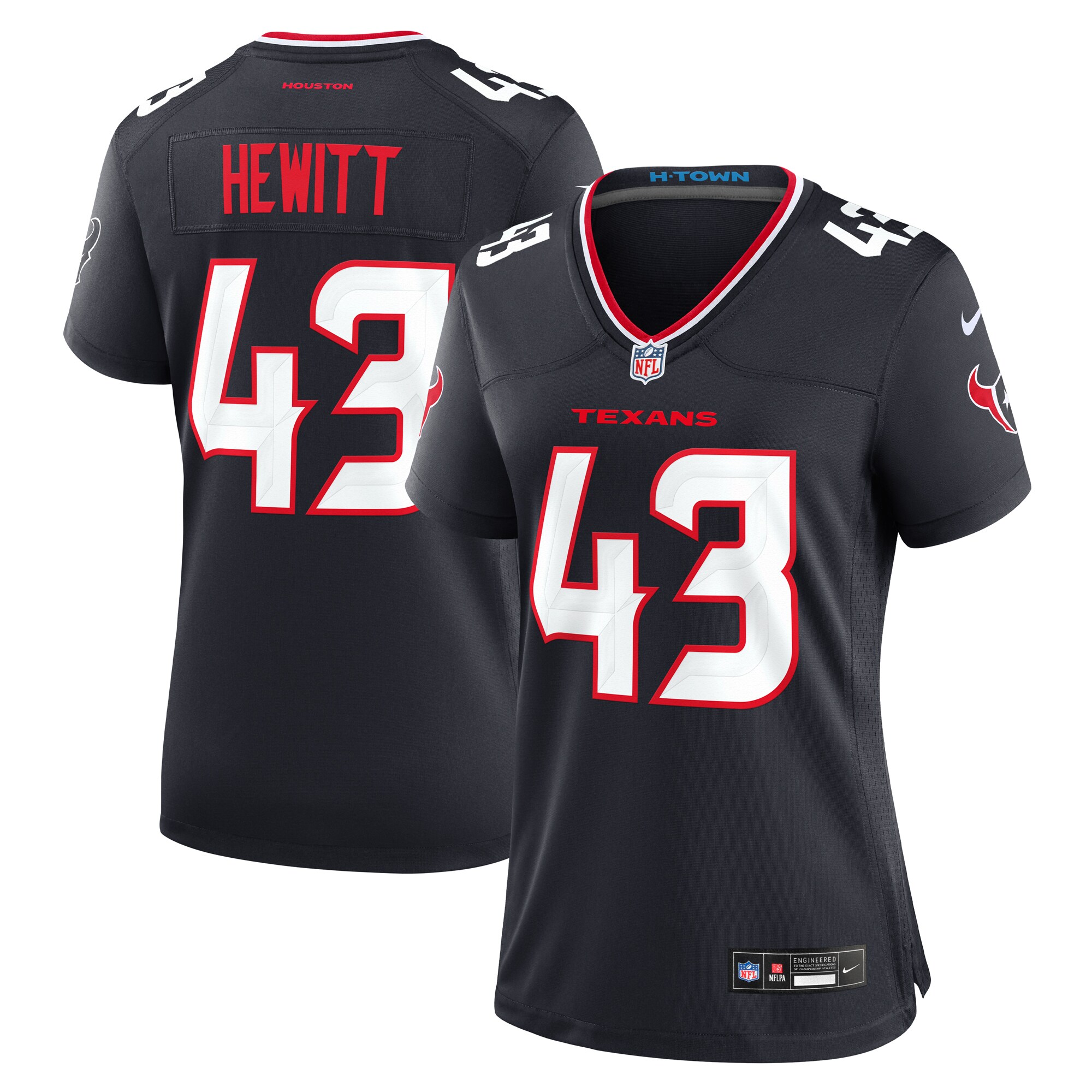 Women's Houston Texans Neville Hewitt Navy Team Game Jersey Js3045