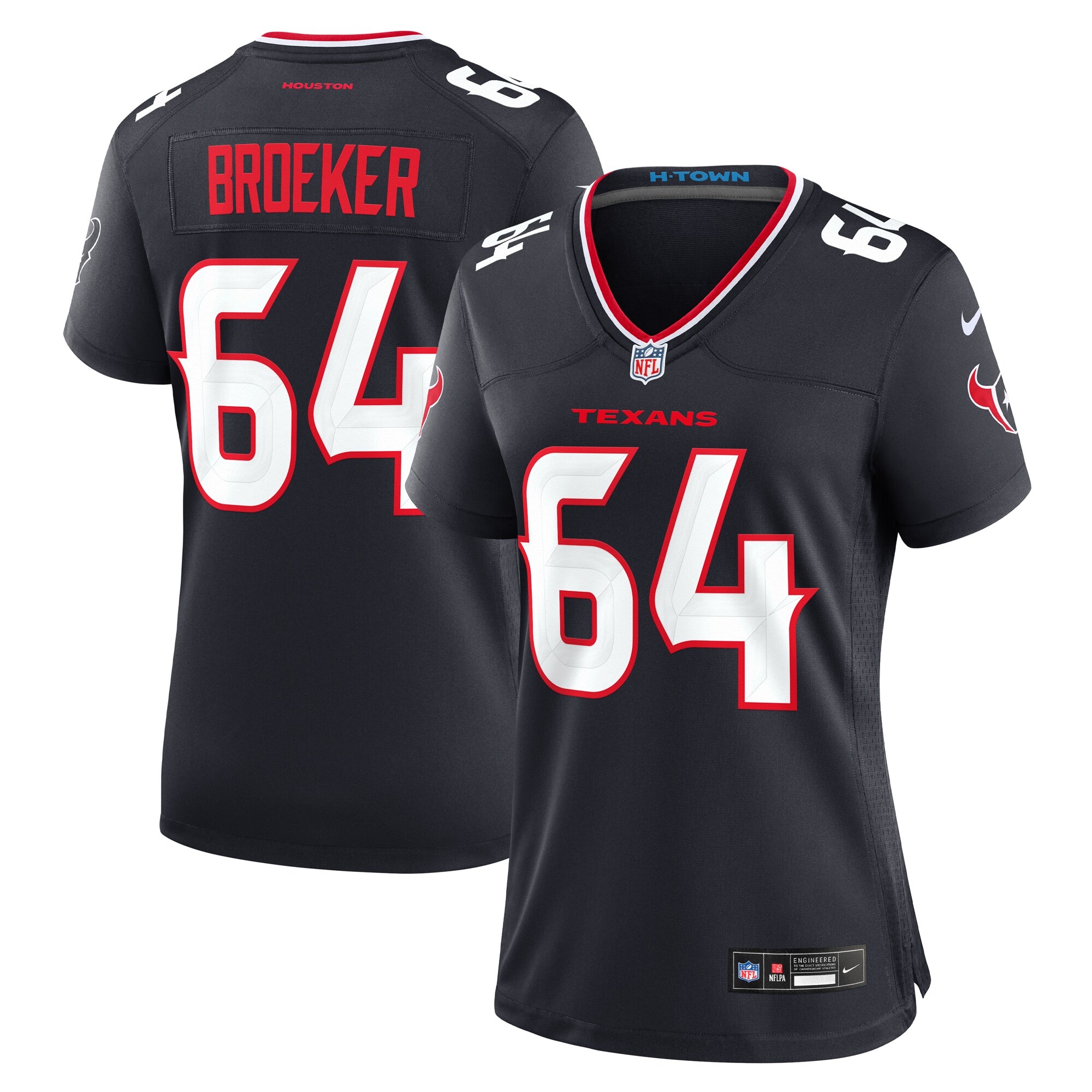 Women's Houston Texans Nick Broeker Navy Team Game Jersey Js1439