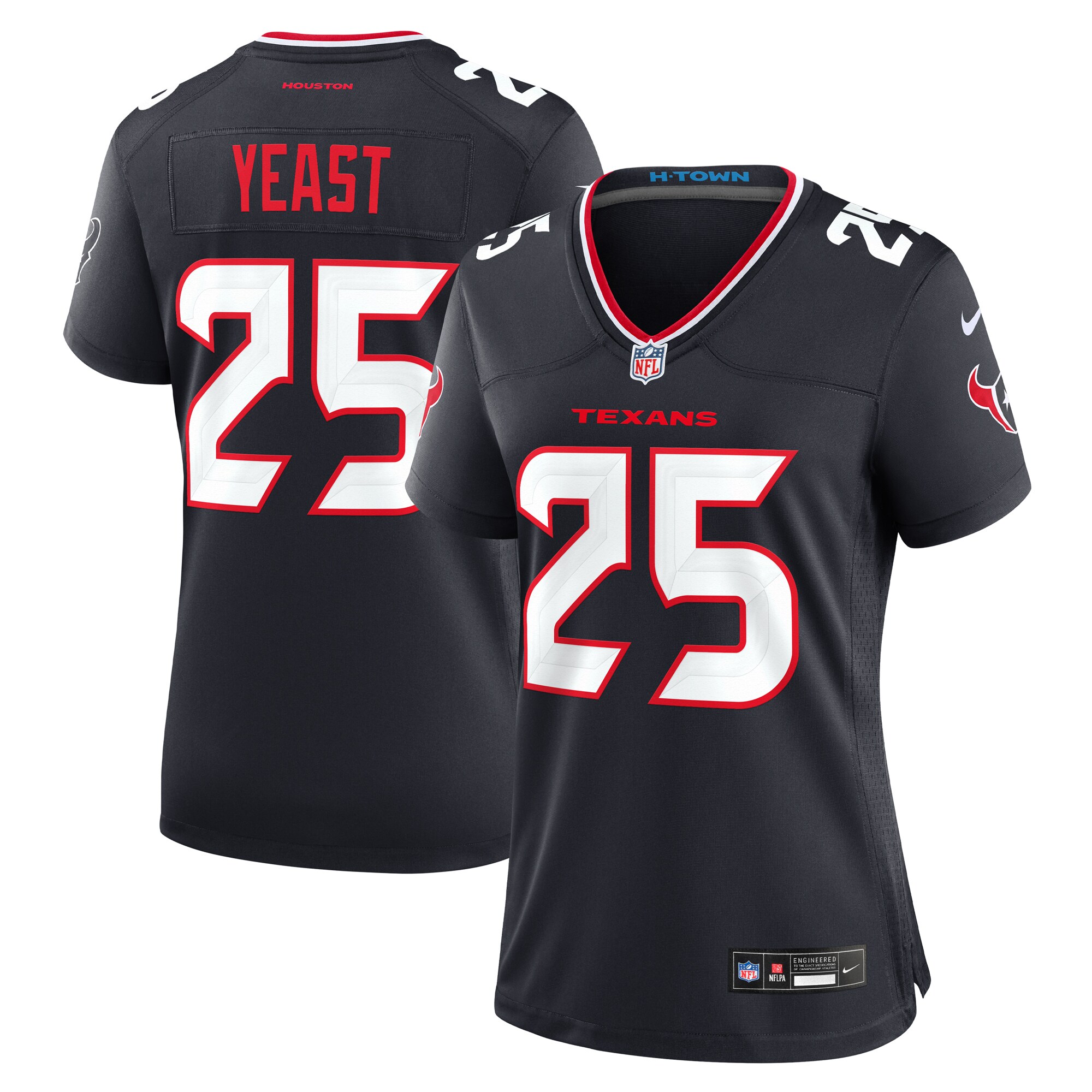 Women's Houston Texans Russ Yeast Navy Team Game Jersey Js2836